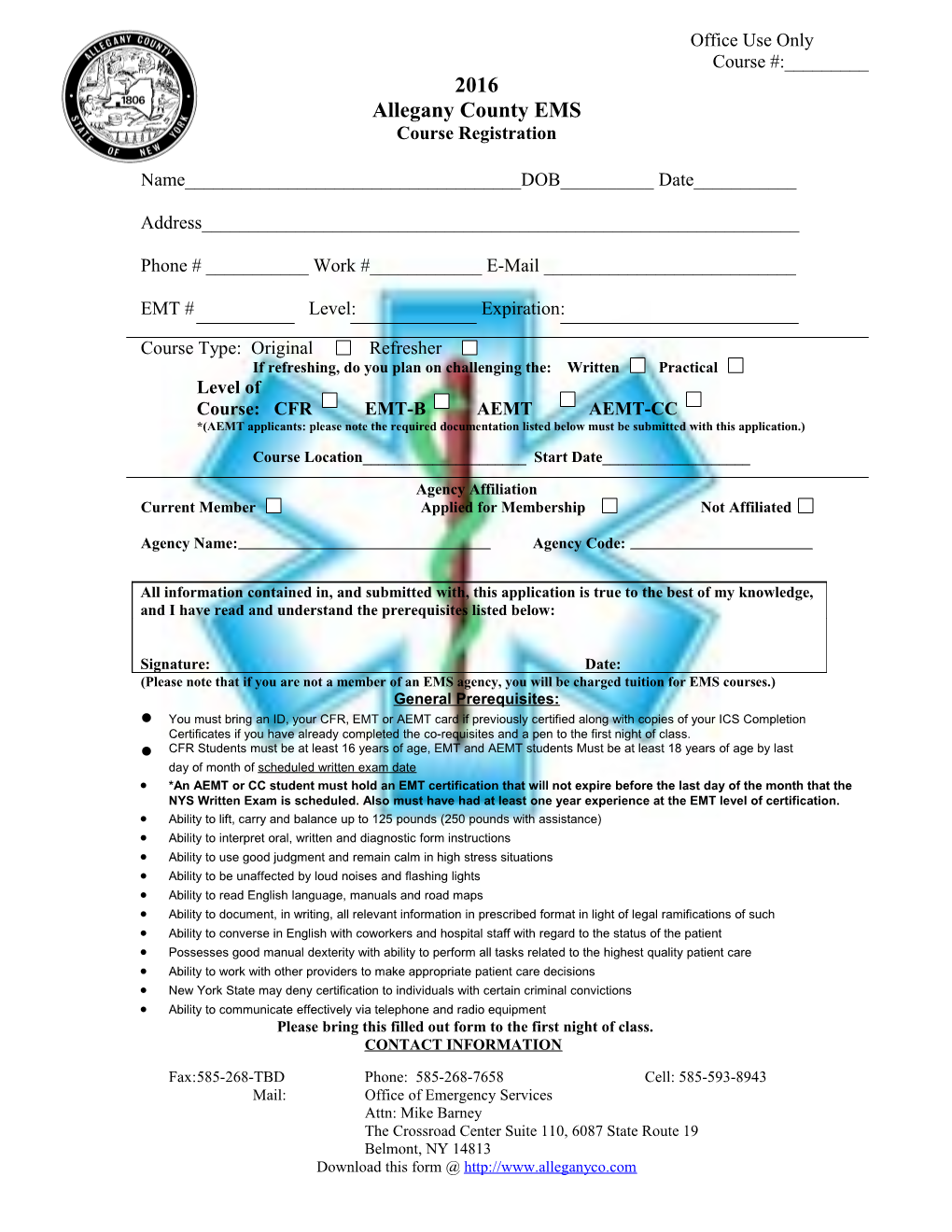 Ems Course Registration