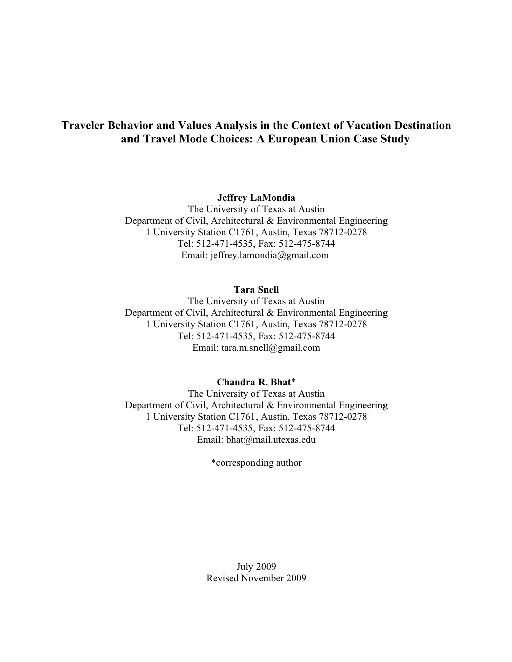 Tourism Destination and Travel Mode Choice s1