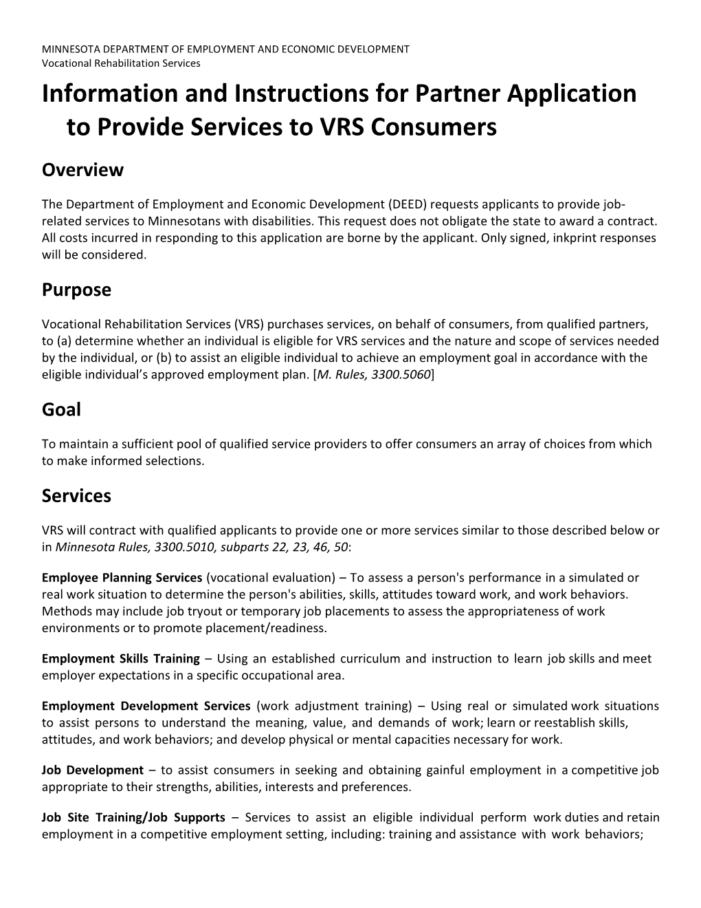VRS Partner Soliciation Instructions