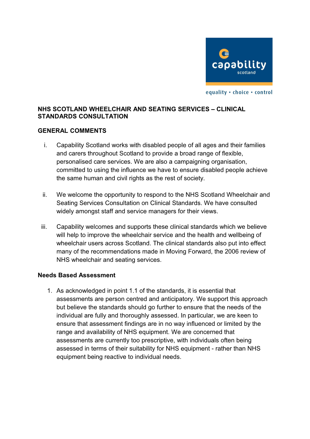 Nhs Scotland Wheelchair and Seating Services Clinical Standards Consultation