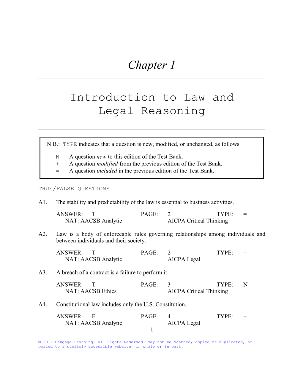 Chapter 1: Introduction to Law and Legal Reasoning 9