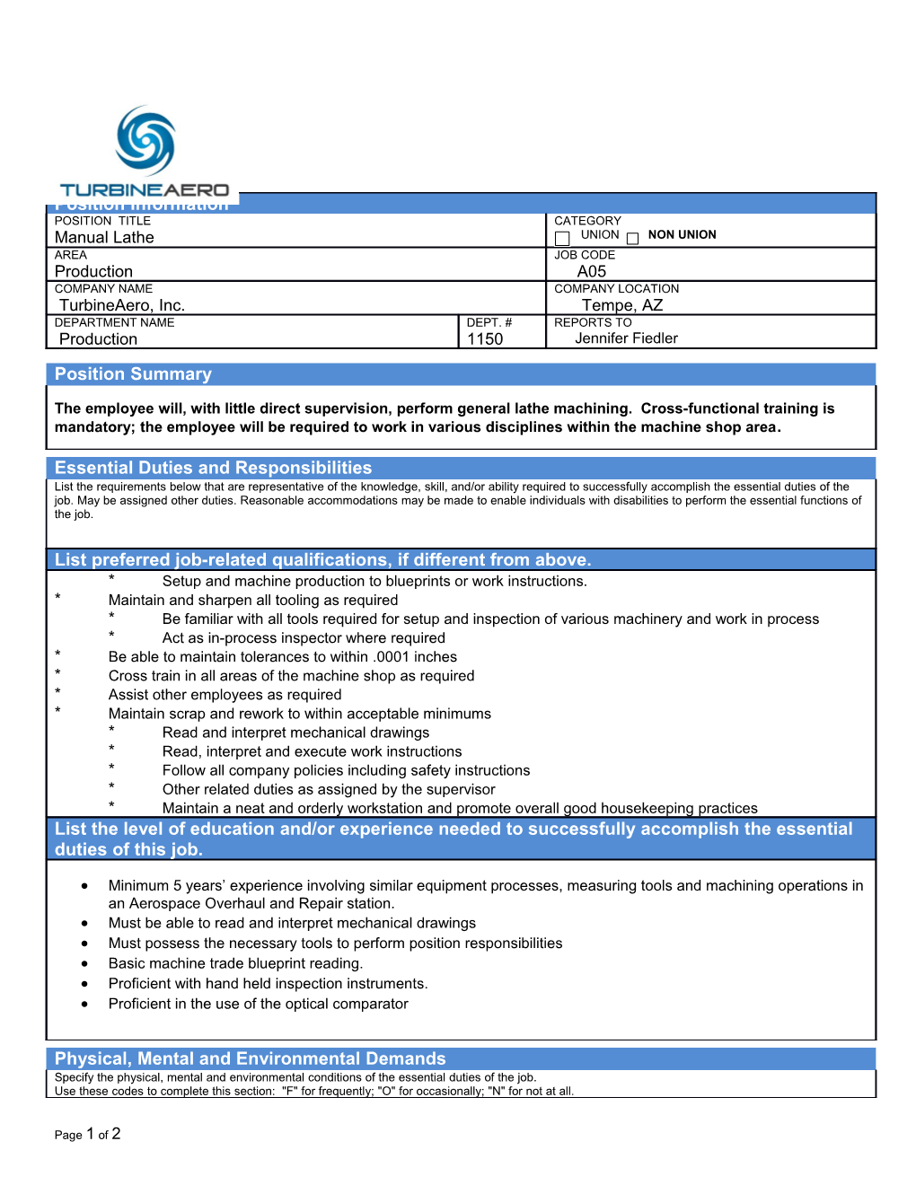 Setup and Machine Production to Blueprints Or Work Instructions