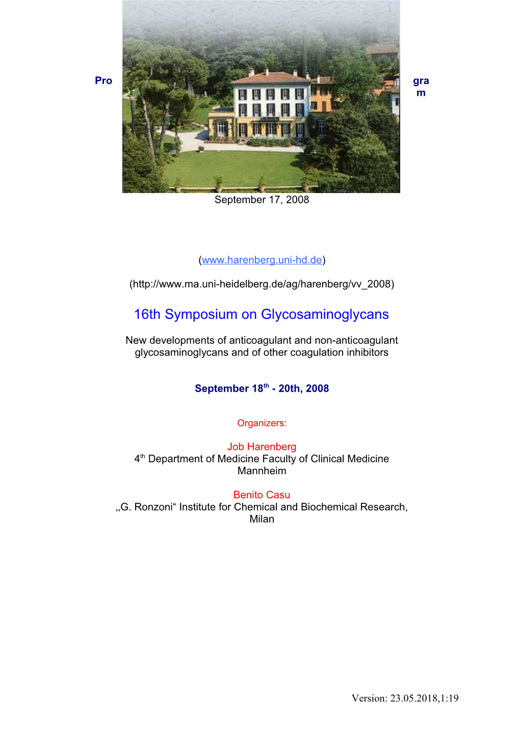 10Th Symposium on Glycosaminoglycans s1