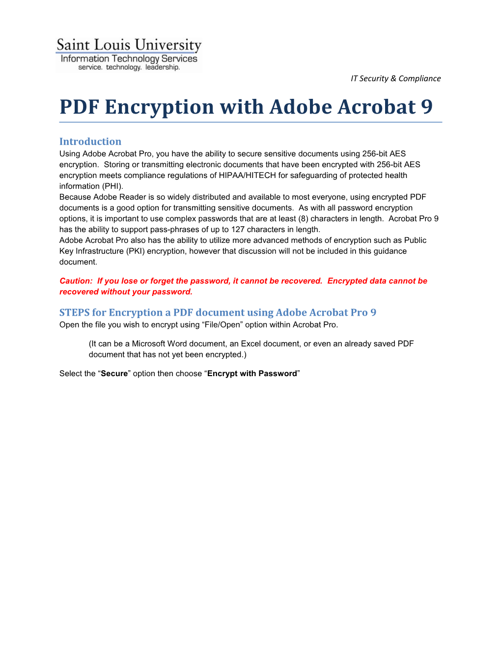 PDF Encryption with Adobe Acrobat 9