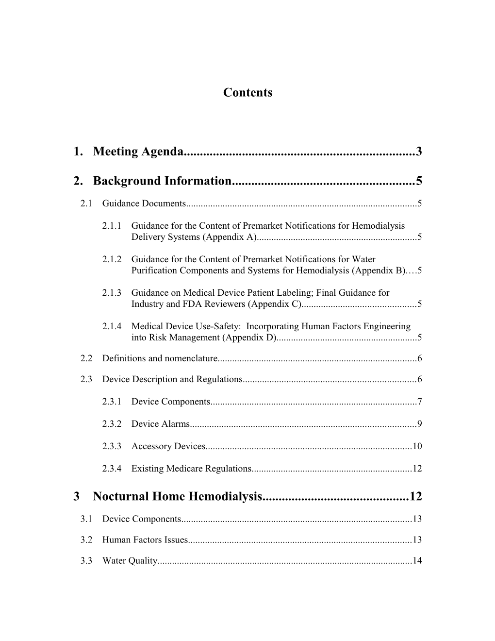 Guidance for Nocturnal Home Hemodialysis Devices