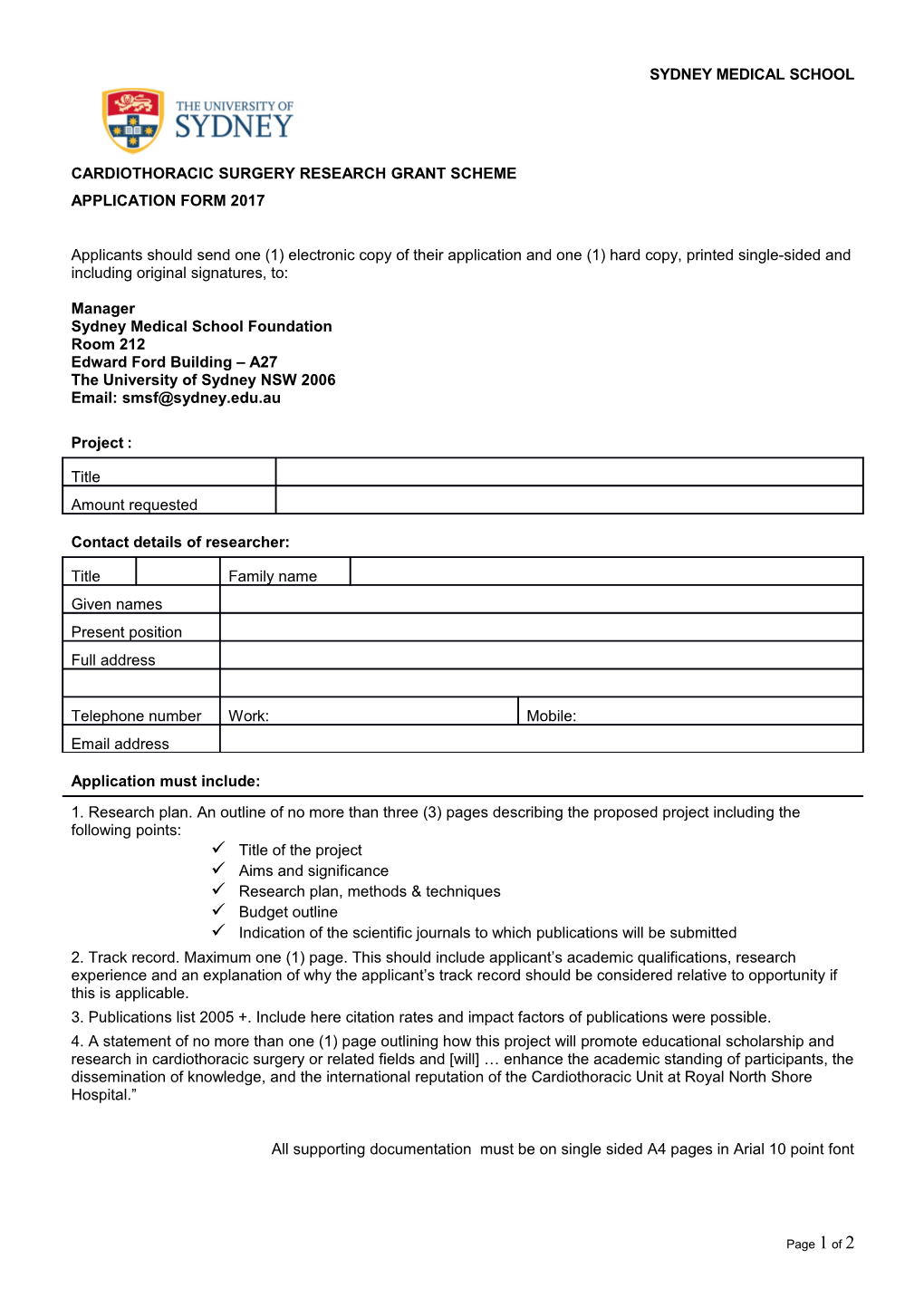 Cardiothoracic Surgery Research Grant Scheme