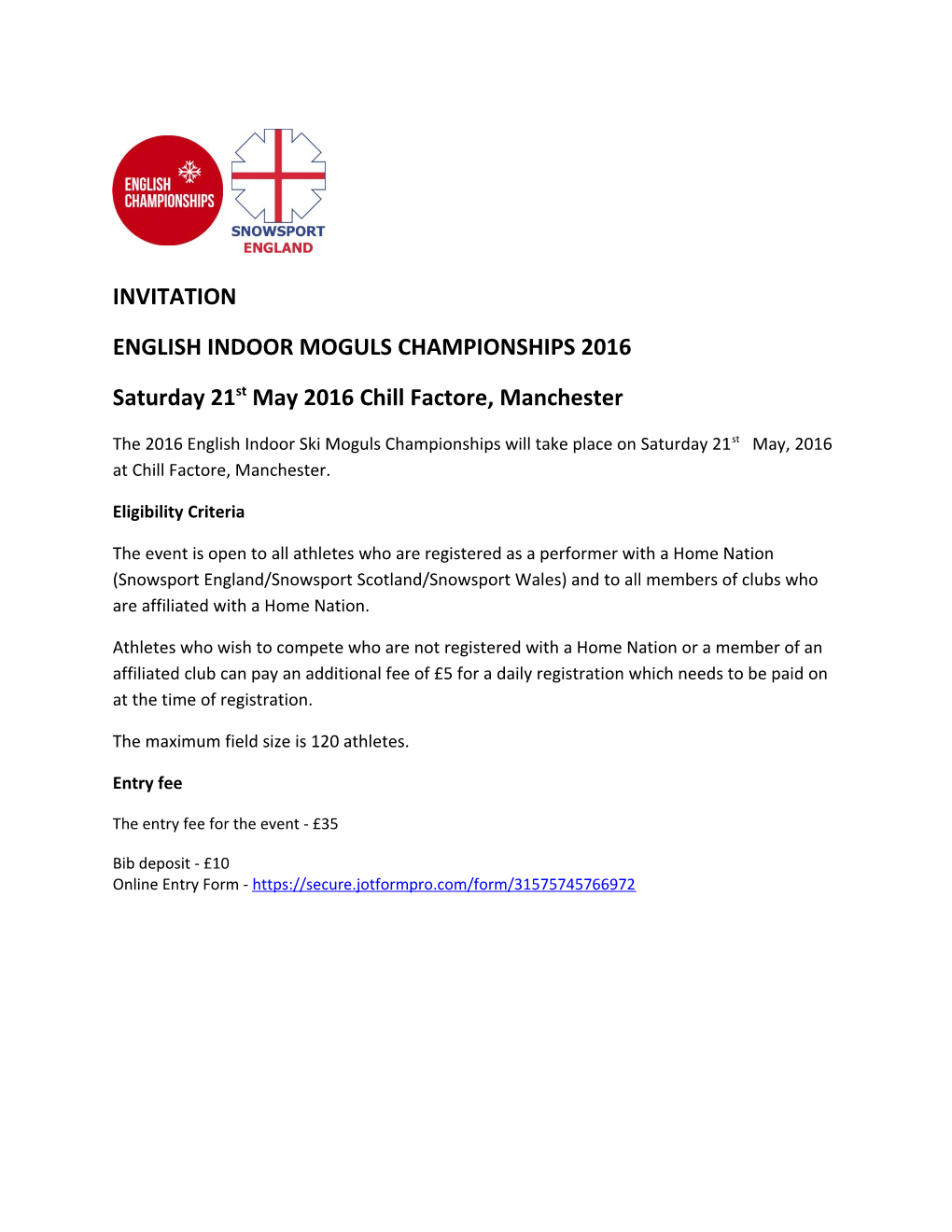 English Indoor Moguls Championships 2016