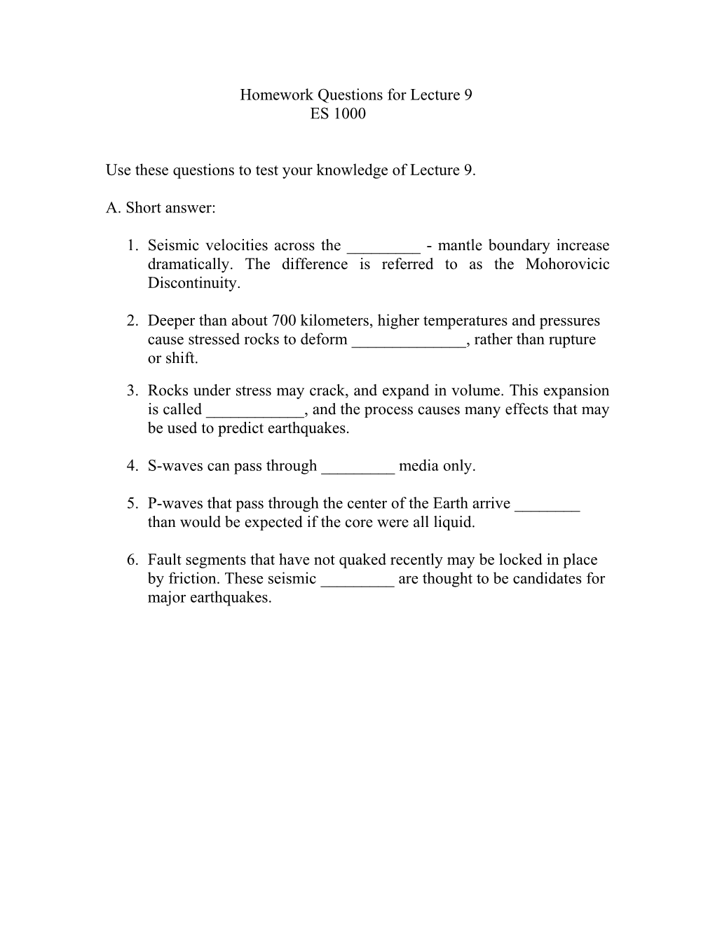 Use These Questions to Test Your Knowledge of Lecture 9