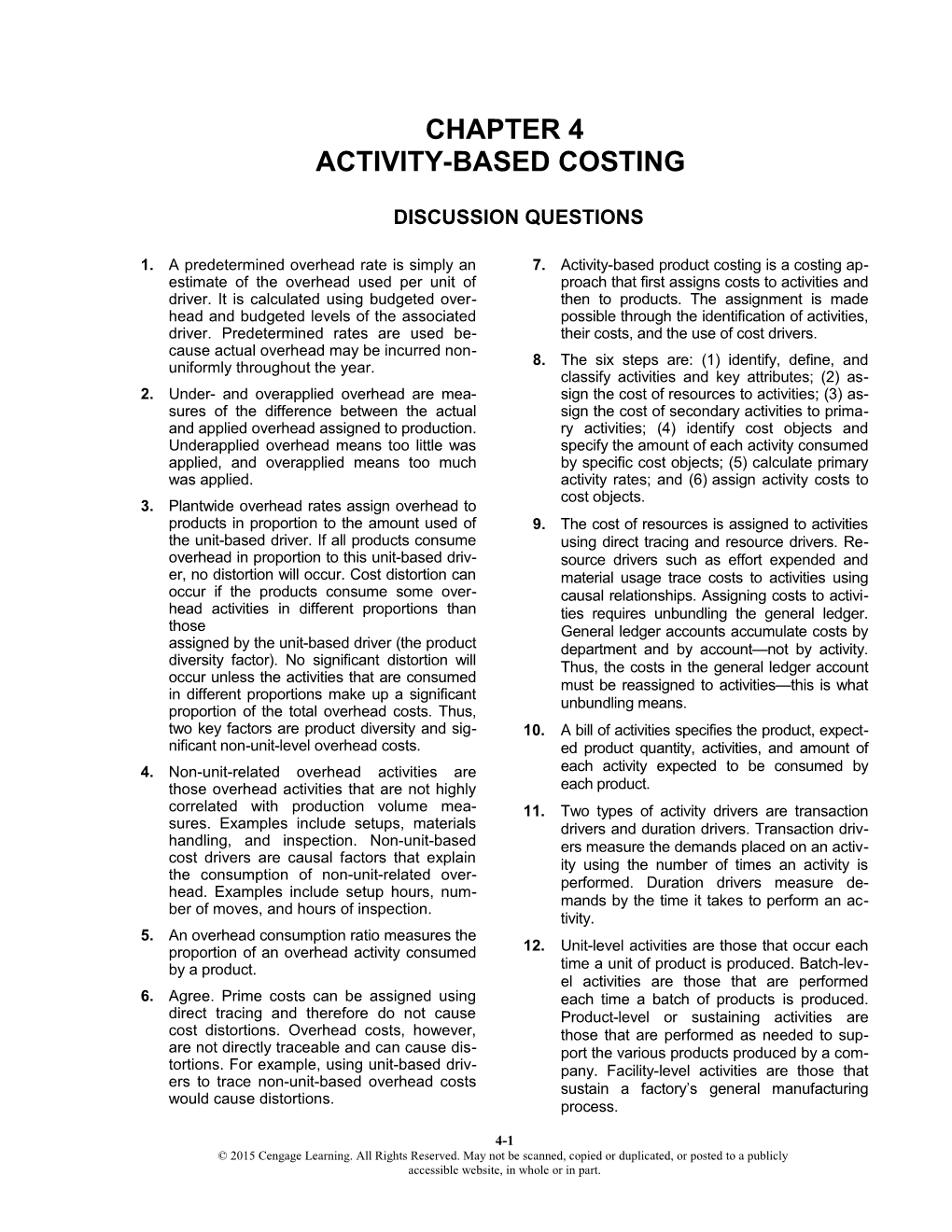 Chapter 12: Activity-Based Costing