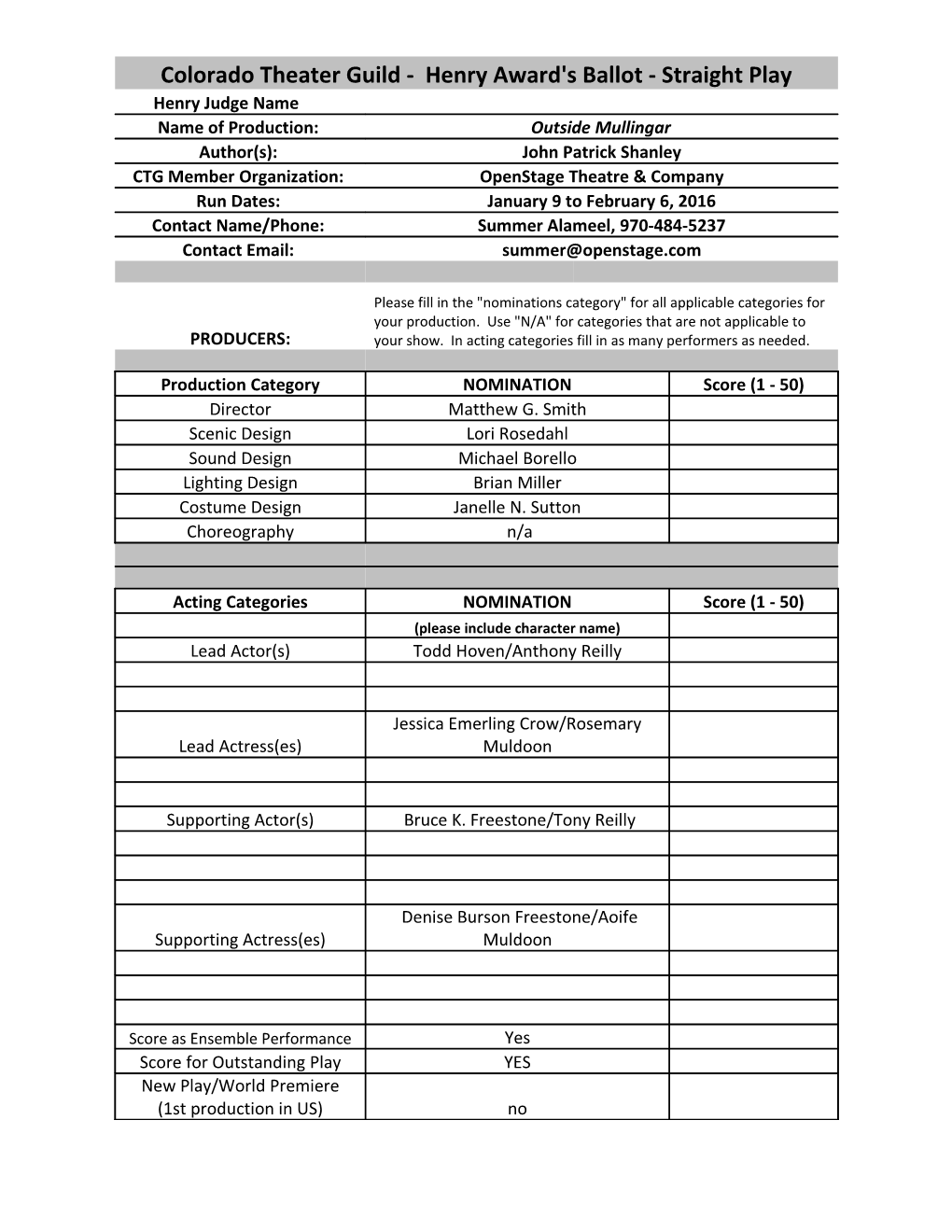 Colorado Theater Guild - Henry Award's Ballot - Straight Play s5