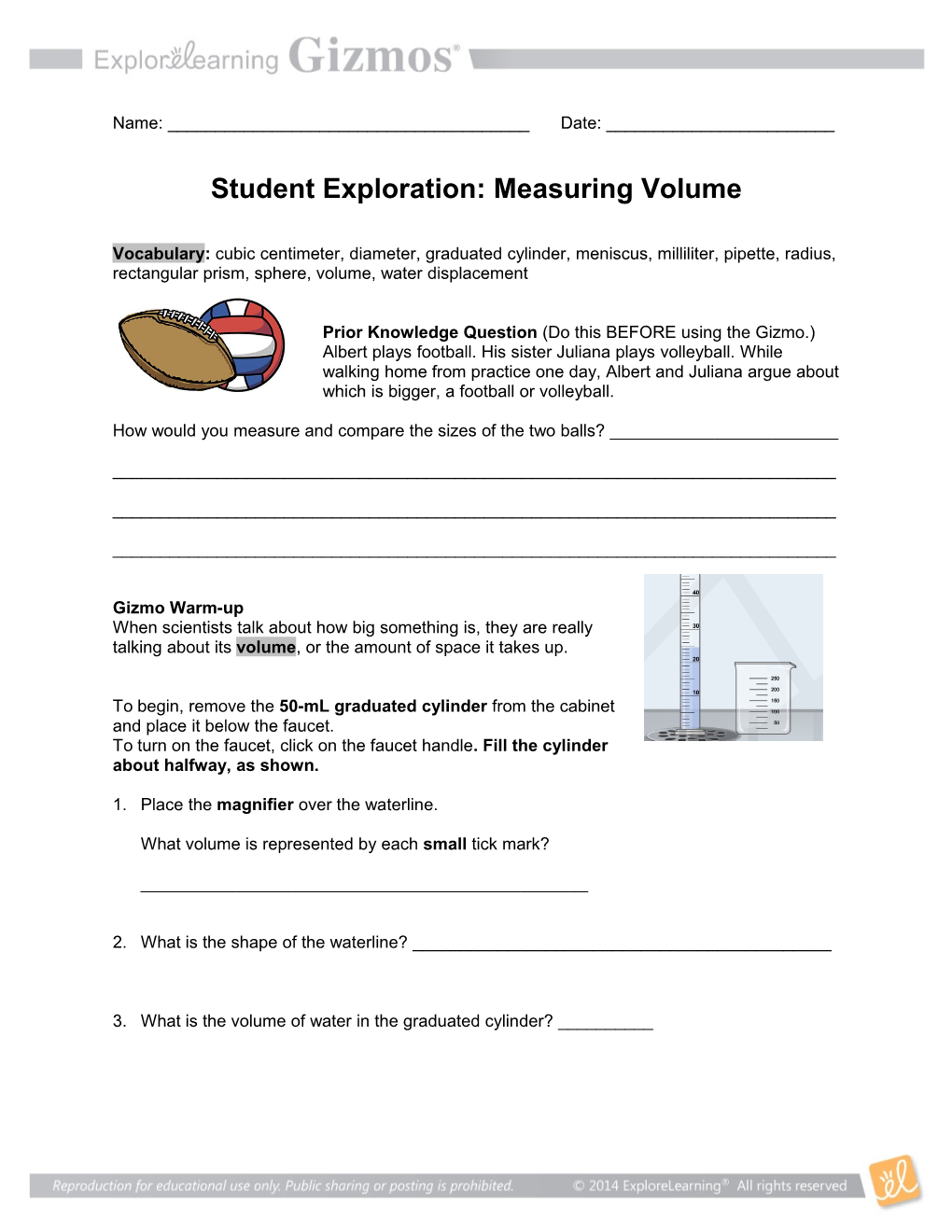 Student Exploration: Measuring Volume