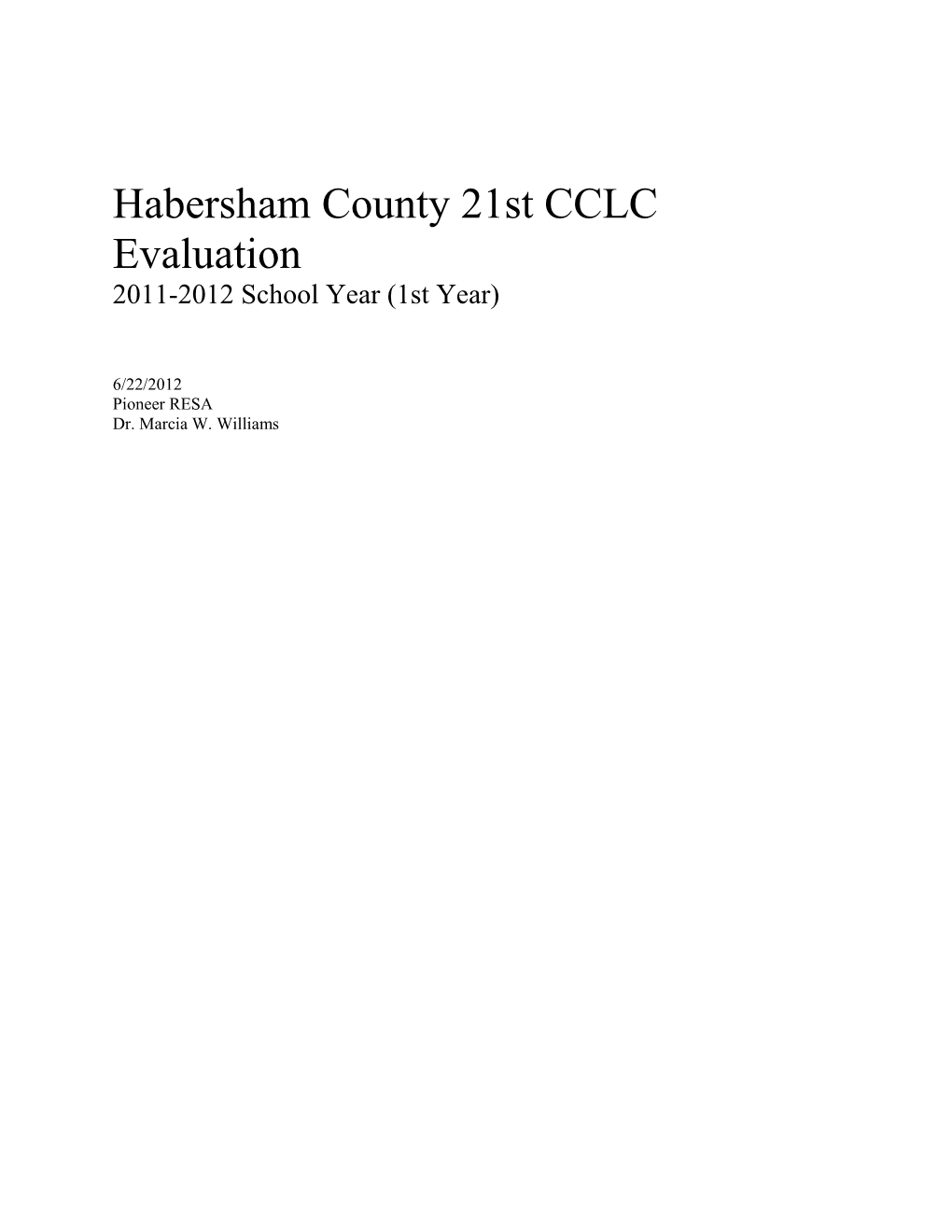 Habersham County 21St CCLC Evaluation