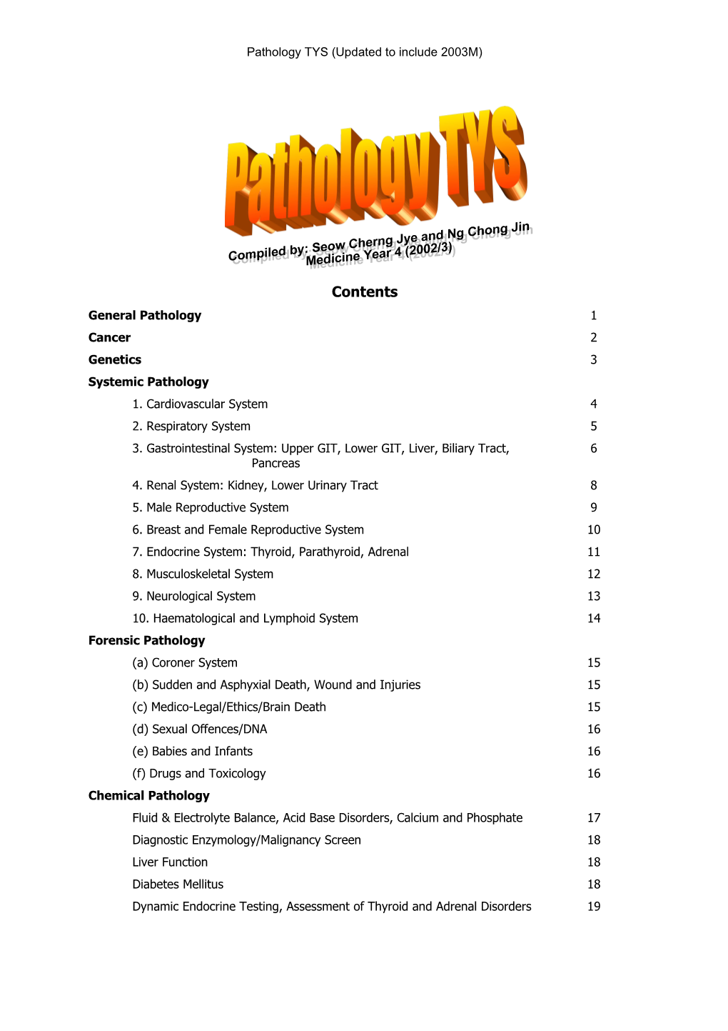 Compiled by Seow Cherng Jye & Ng Chong Jin (M4/2002-03)