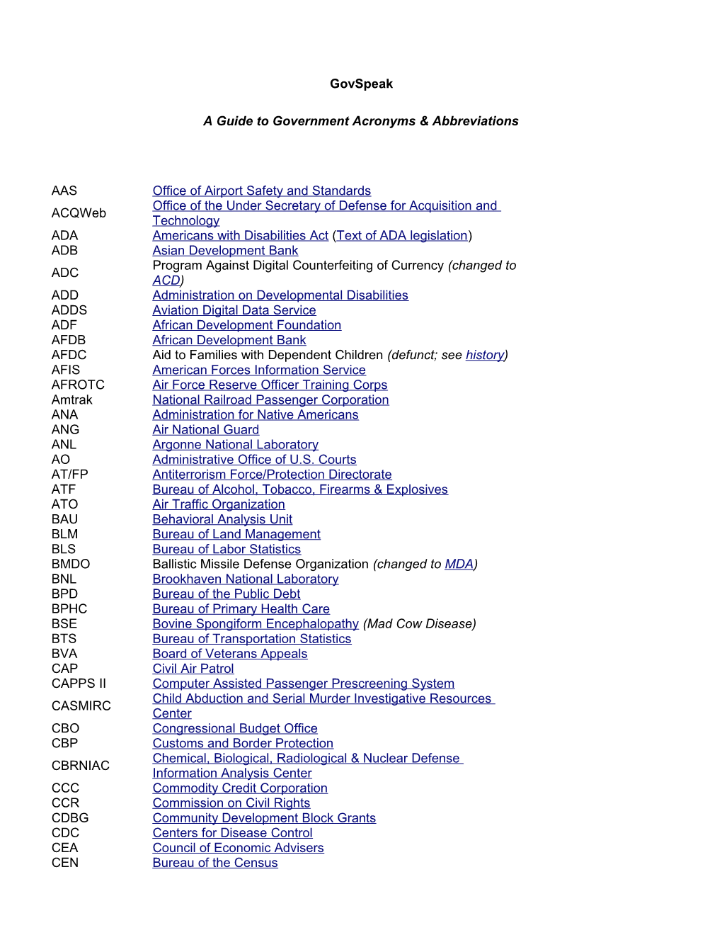 A Guide to Government Acronyms & Abbreviations