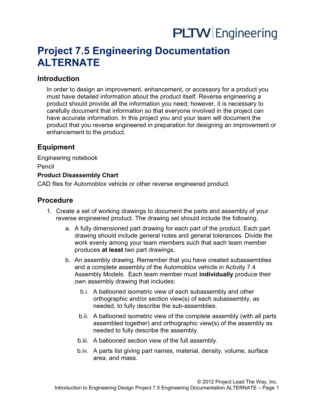Project 7.5 Engineering Documenation ALTERNATE