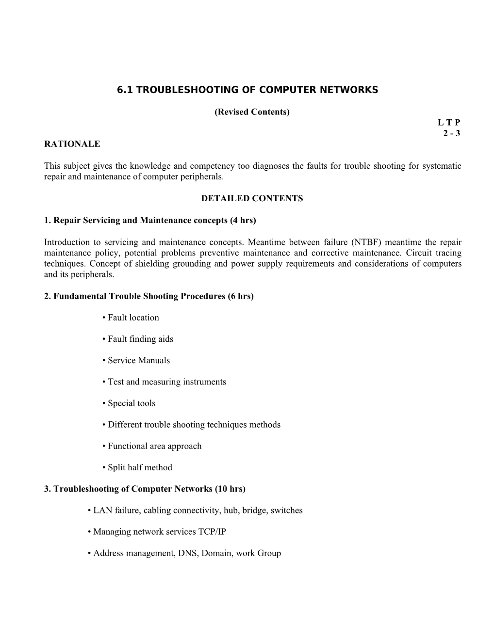 6.1 Troubleshooting of Computer Networks