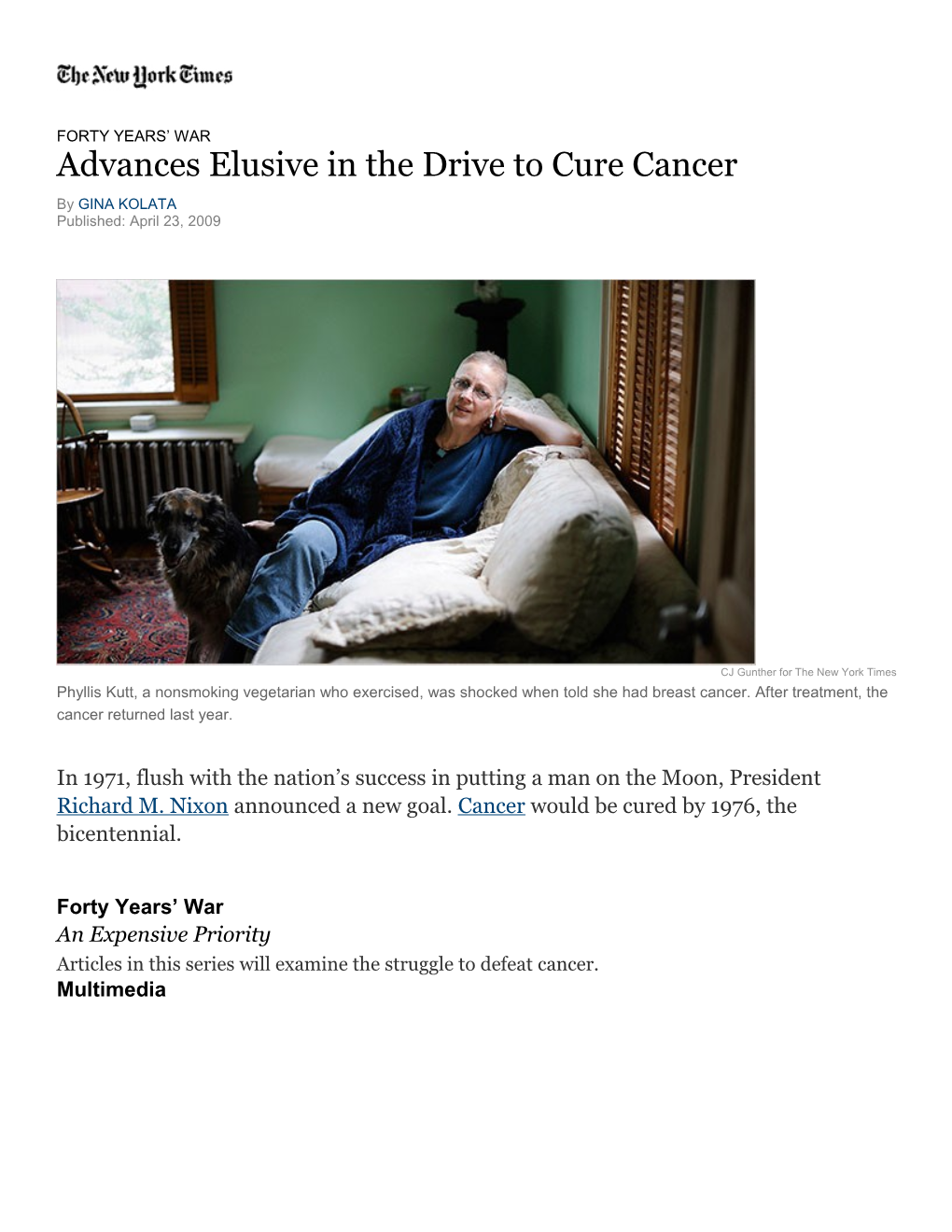 Advances Elusive in the Drive to Cure Cancer