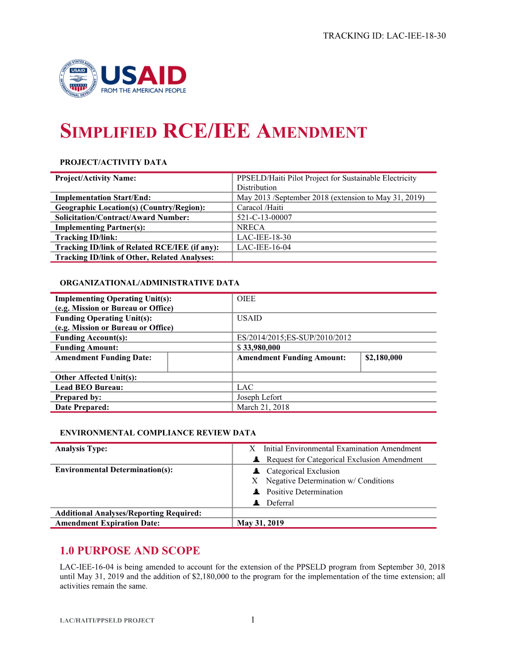 Simplified RCE/IEE Amendment