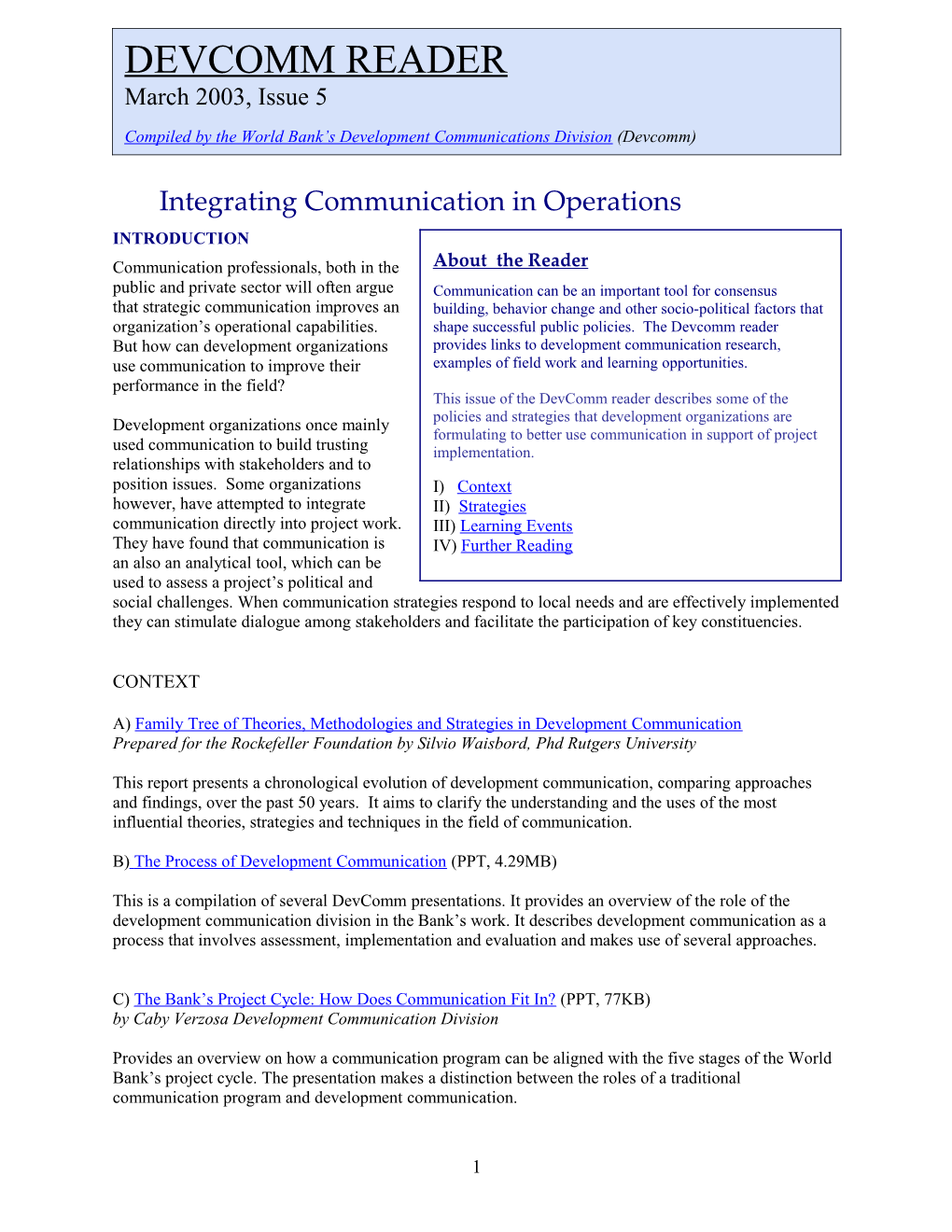 Integrating Communication in Operations