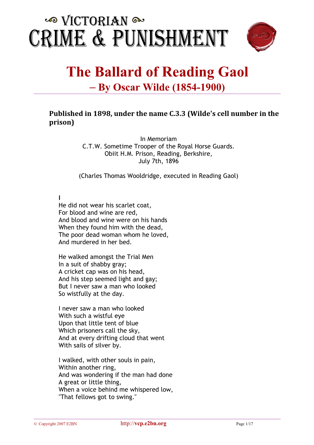 The Ballard of Reading Gaol
