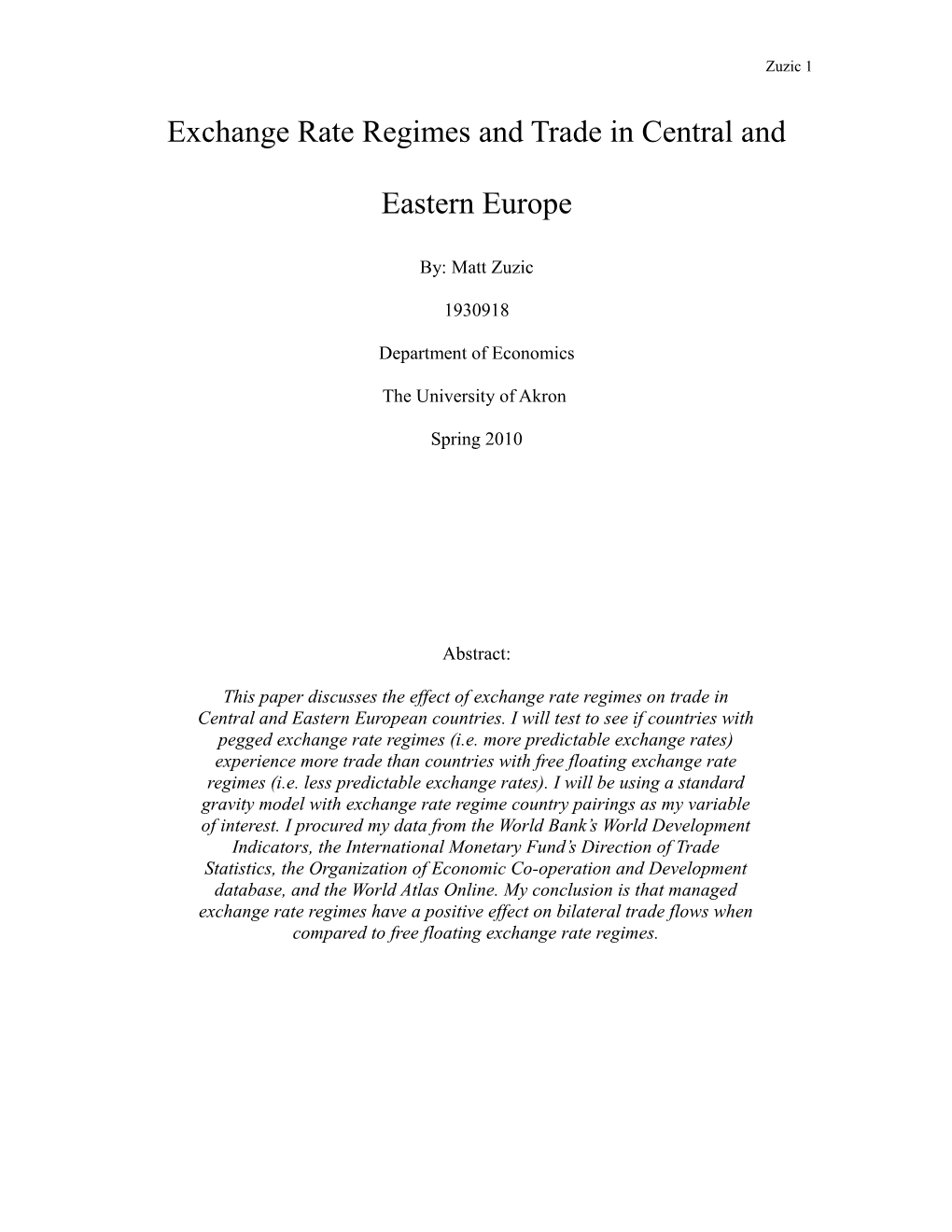 Exchange Rate Regimes and Trade in Central and Eastern Europe