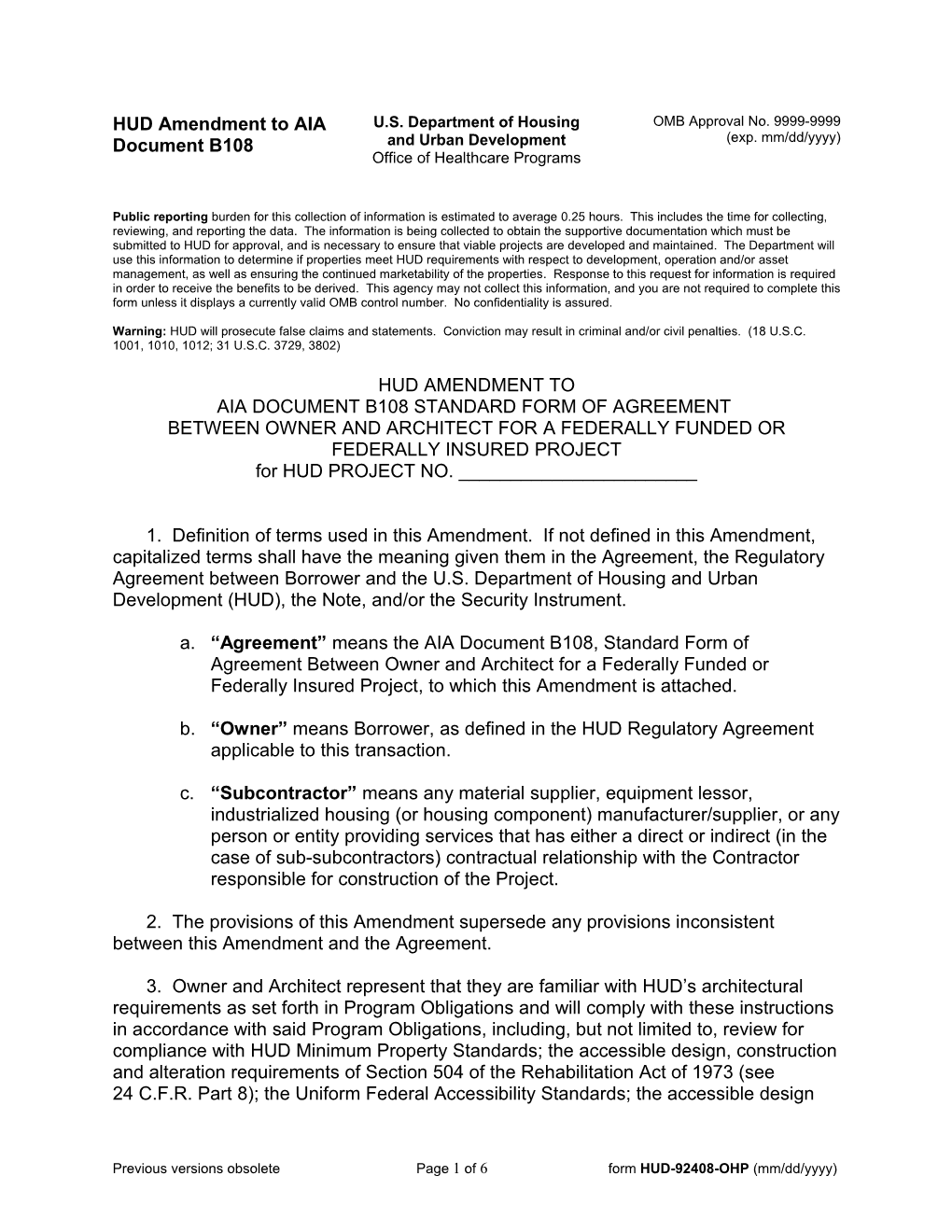 Aia Document B108 Standard Form of Agreement