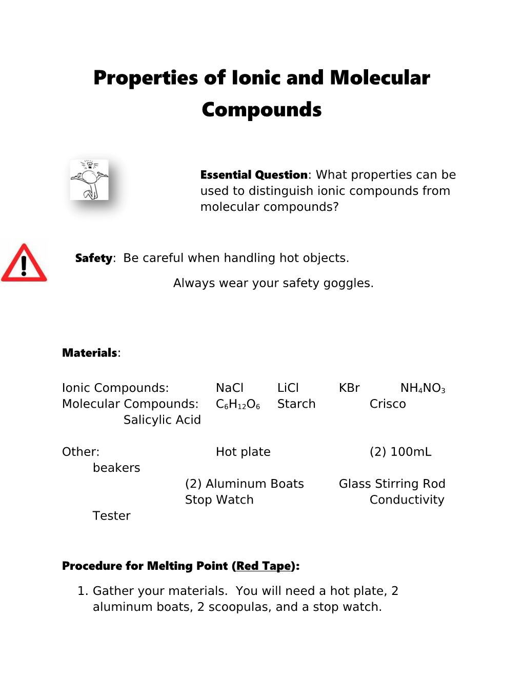 Properties of Ionic and Molecular Compounds