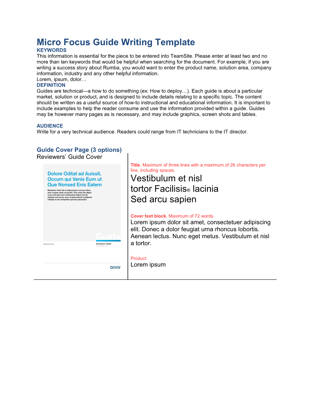 Micro Focus Guide Writing Template