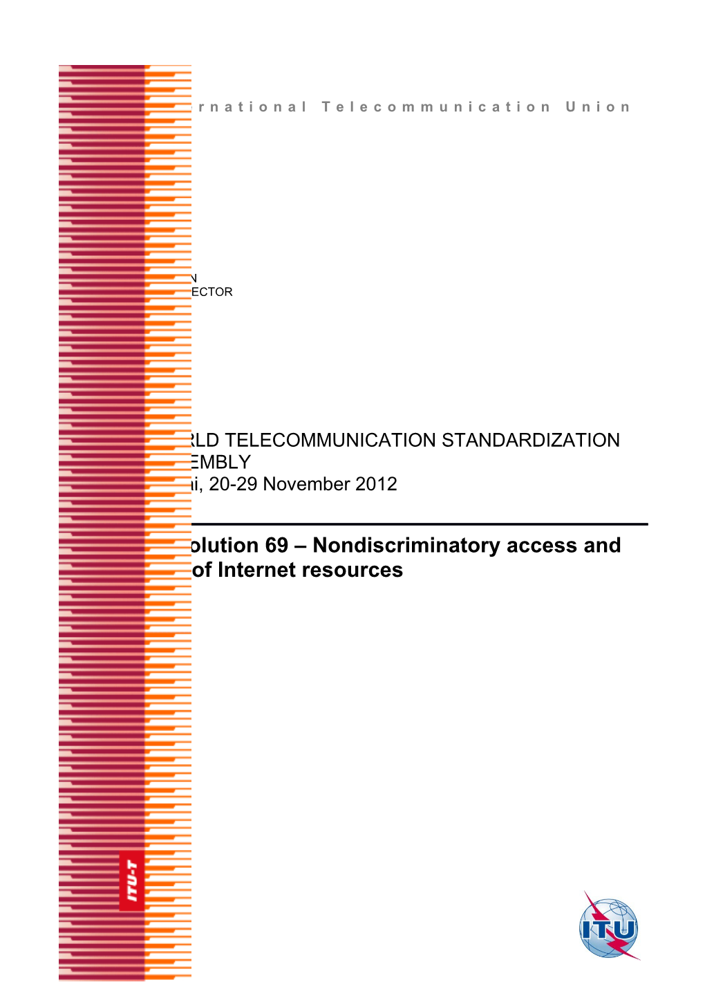 ITU-T Rec. Book 1 Resolutions ITU-T Series a Recommendations