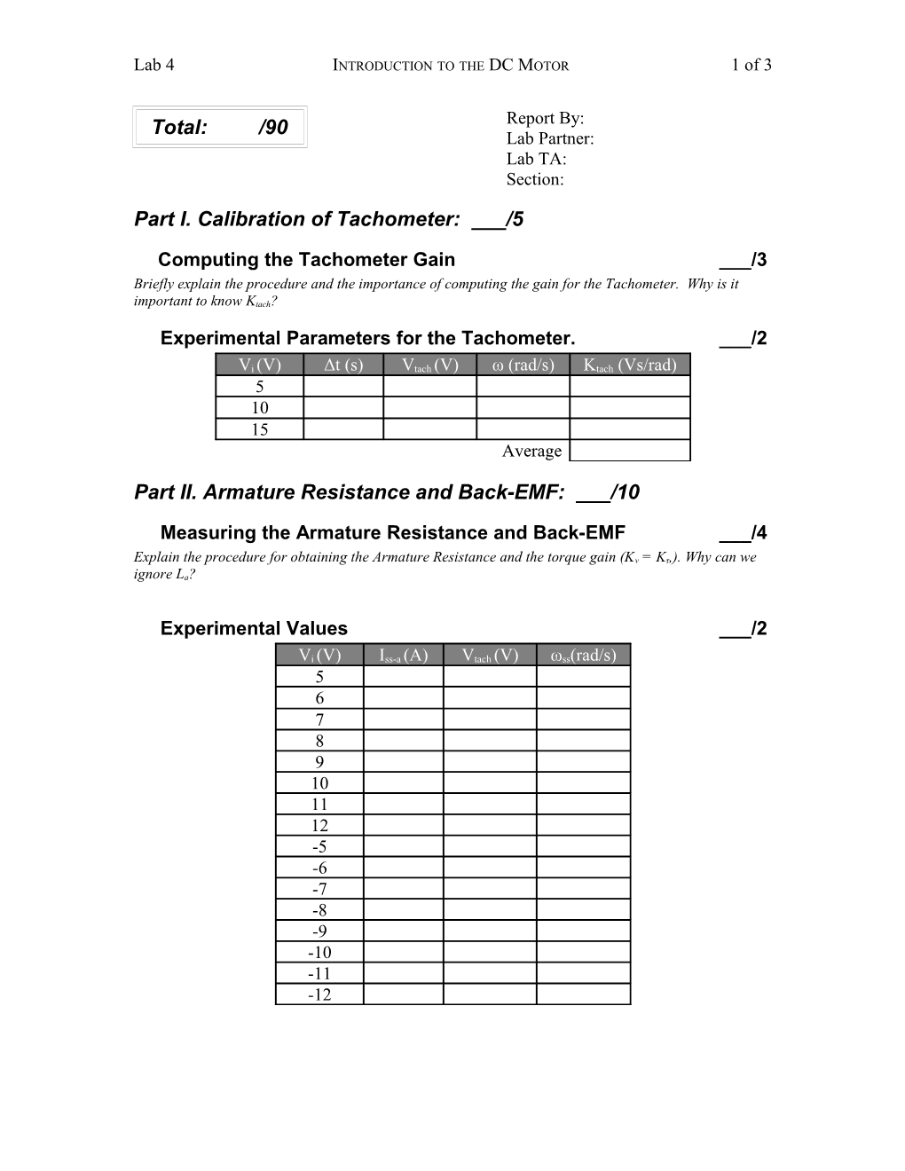 Lab 4 Introduction to the DC Motor 2 of 3