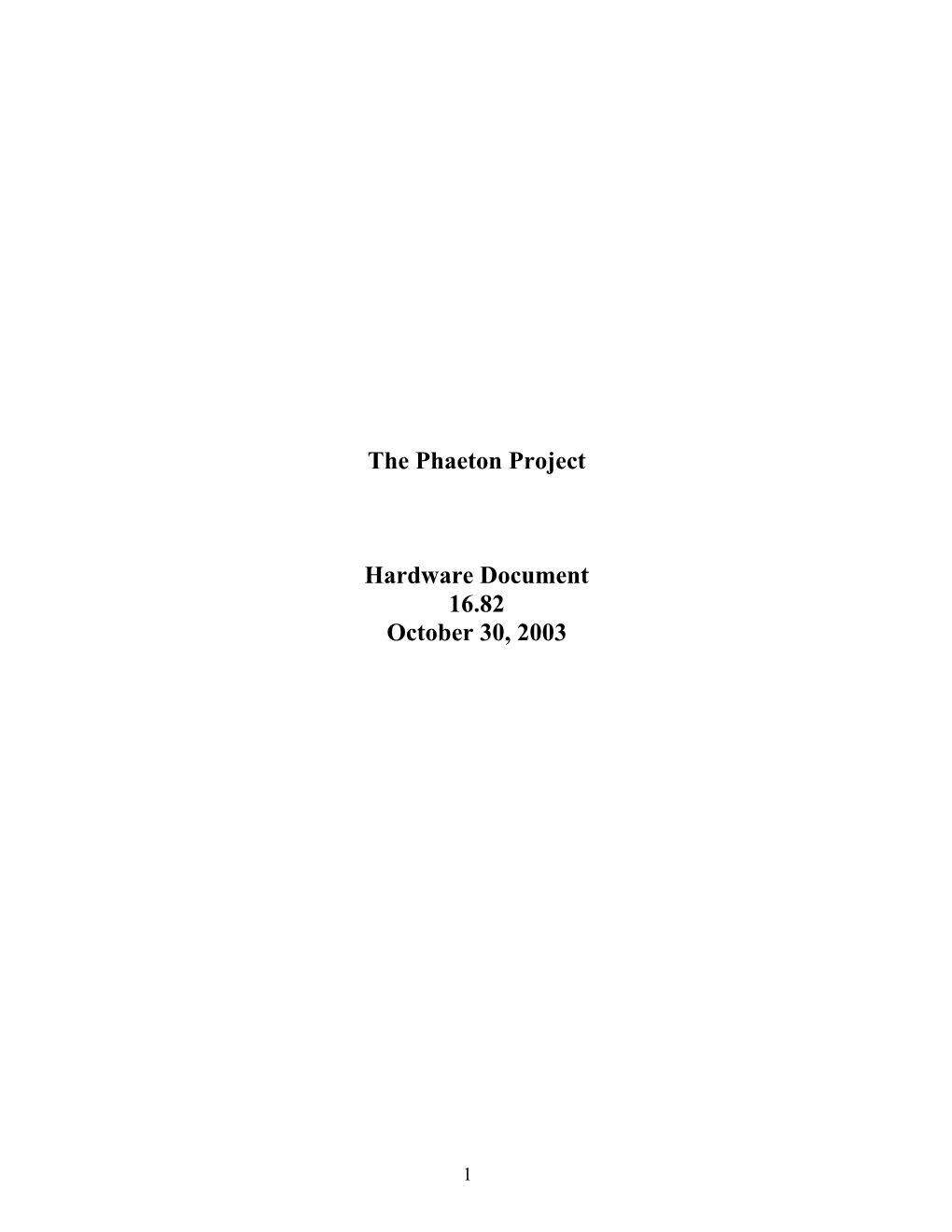 The Phaeton Project
