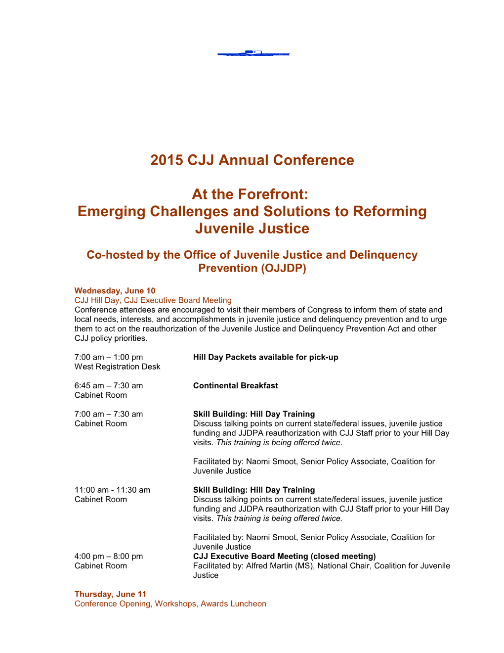 CJJ National Conference, Council Of Sags Meeting And Hill Day