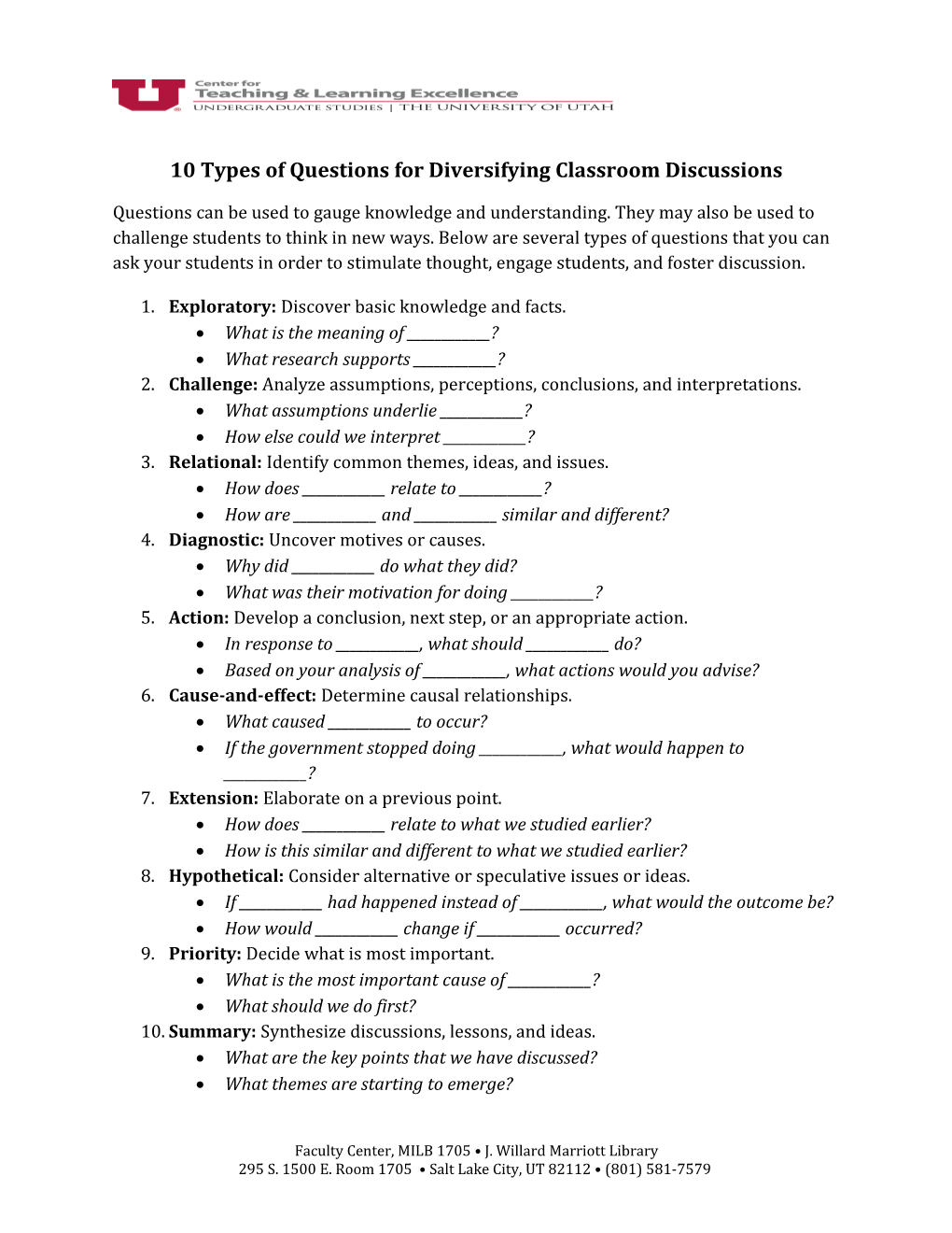 10 Types of Questions for Diversifying Classroom Discussions