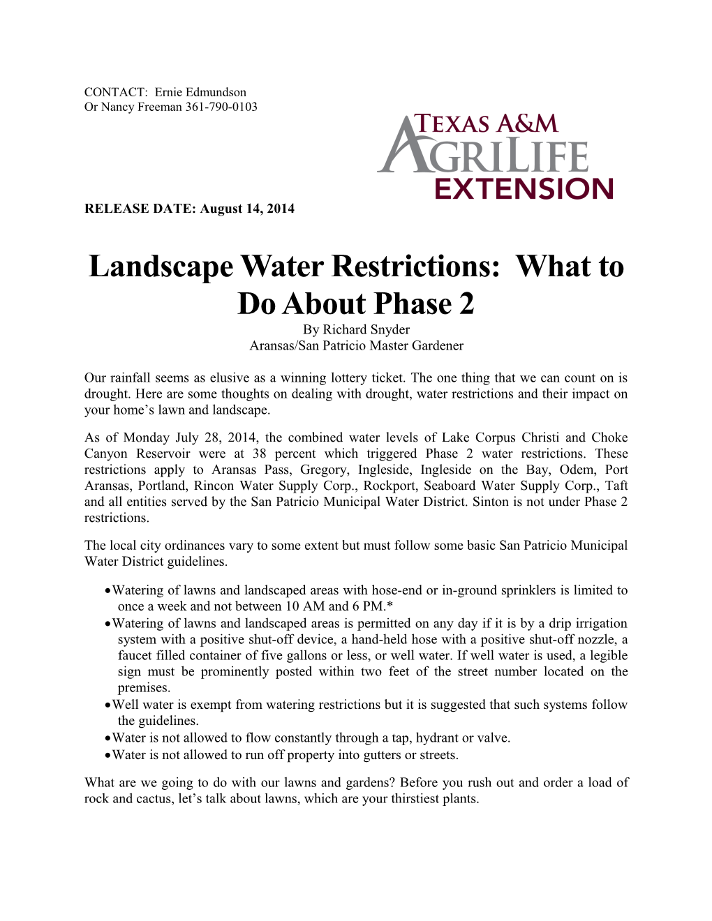 Landscapewaterrestrictions: Whattodoaboutphase 2