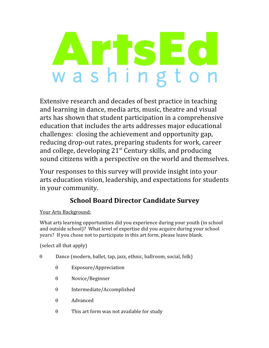 School Board Director Candidate Survey