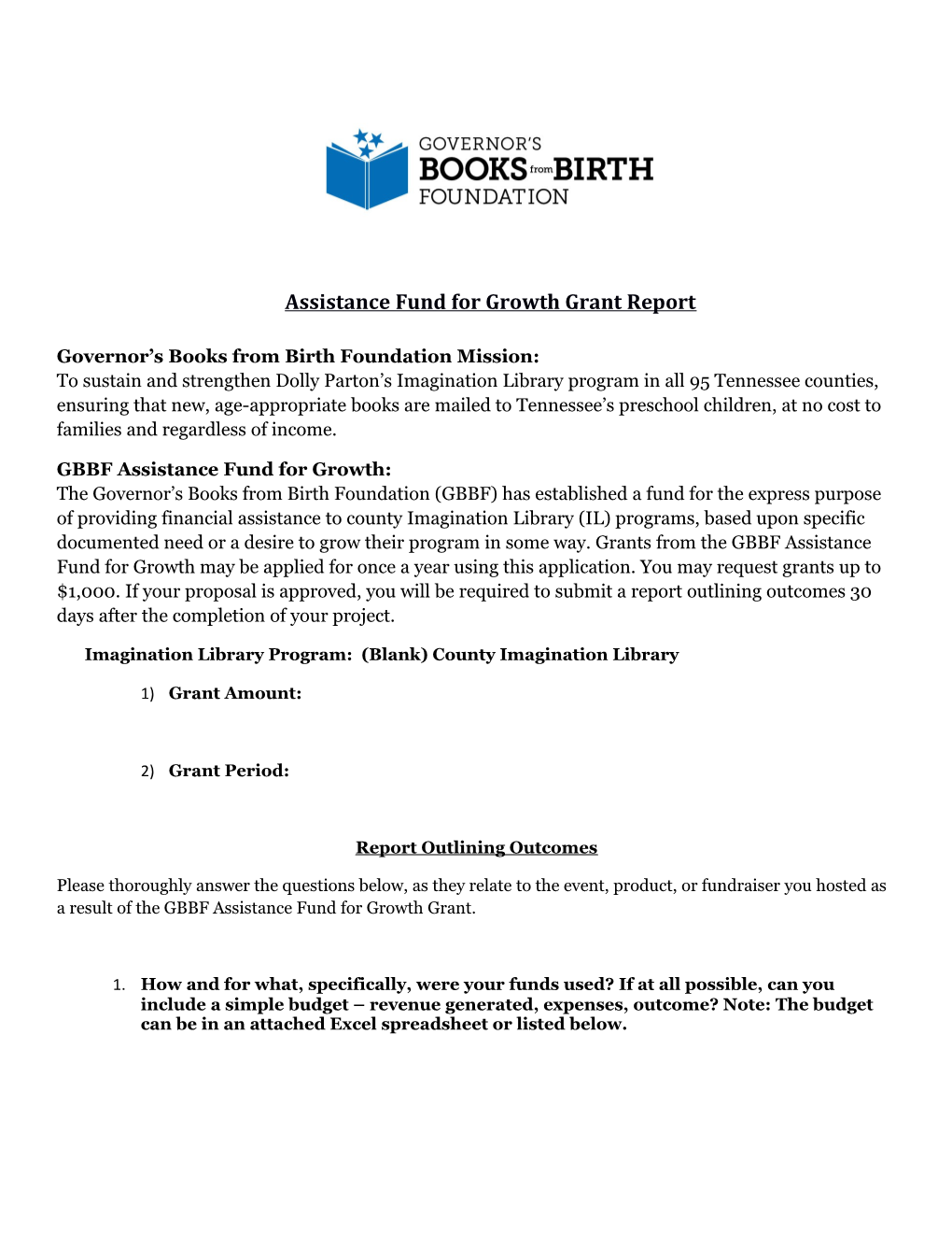 Assistance Fund for Growth Grant Report