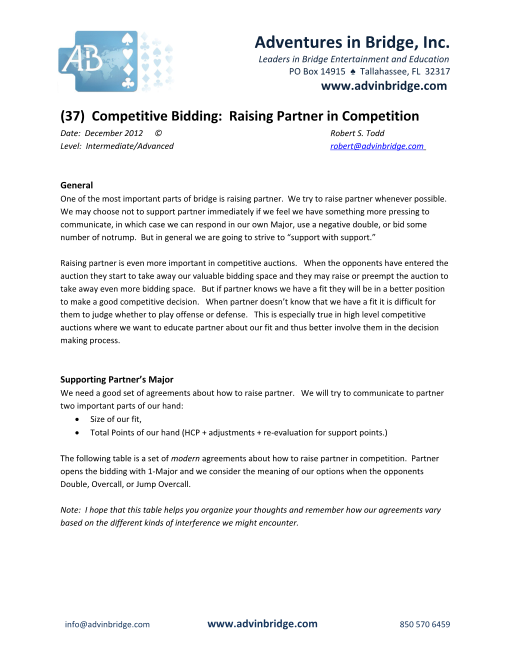 (37) Competitive Bidding: Raising Partner in Competition