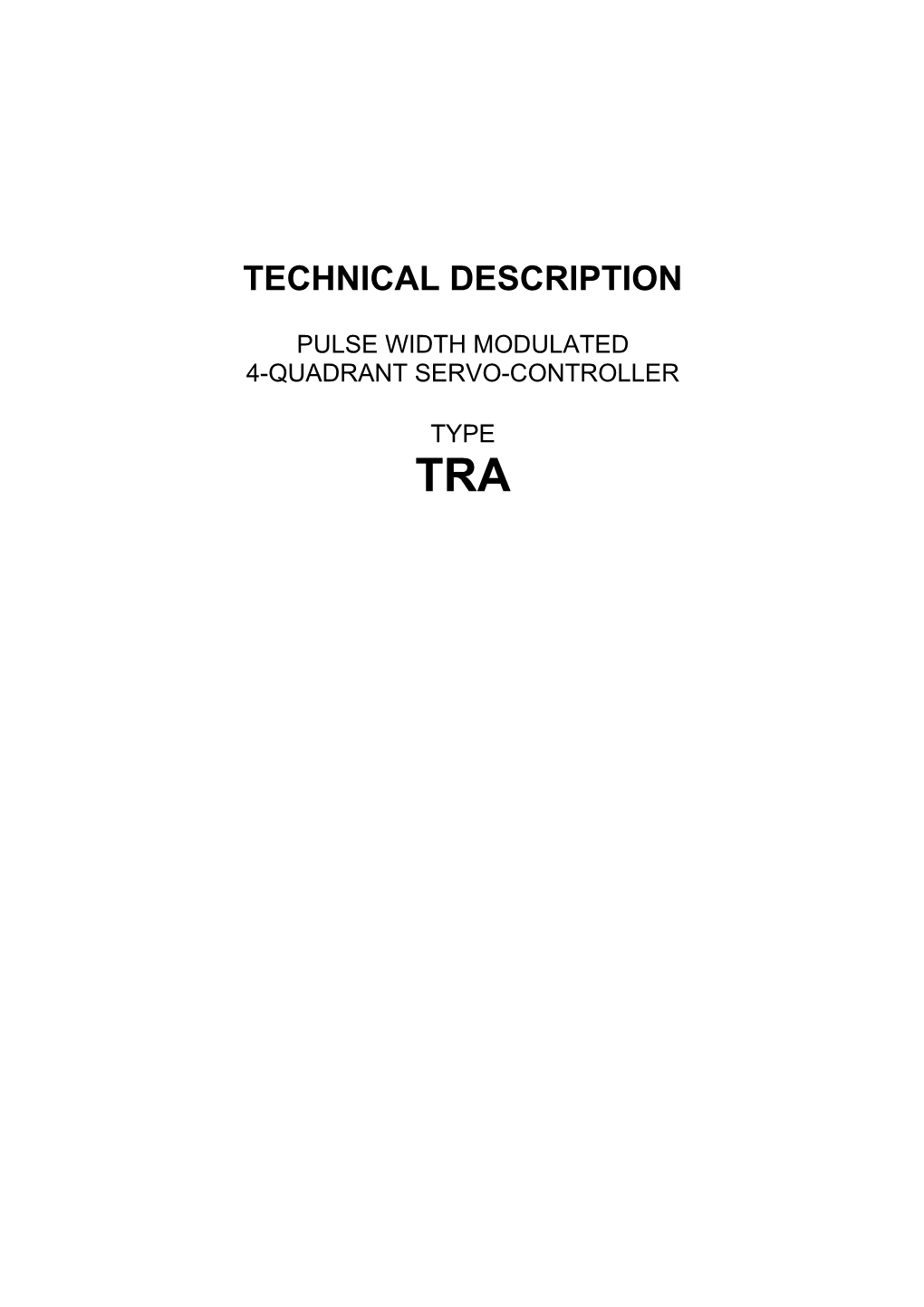 Technical Description TRA Page Error! Bookmark Not Defined
