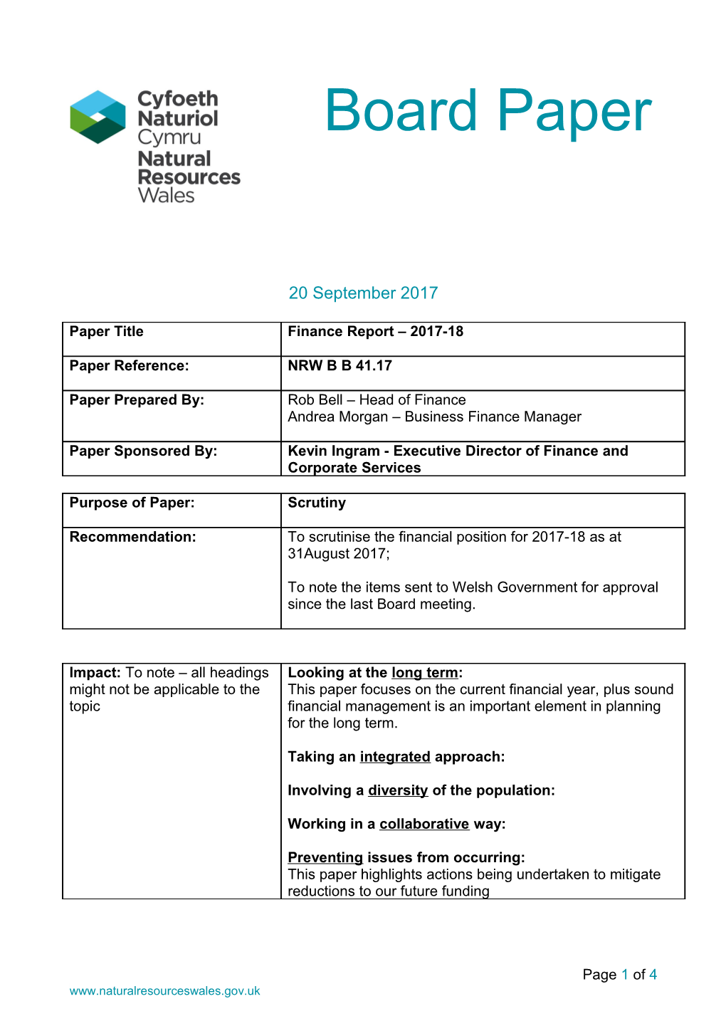 2. to Provide an Update to the Board on Other Financial Related Matters