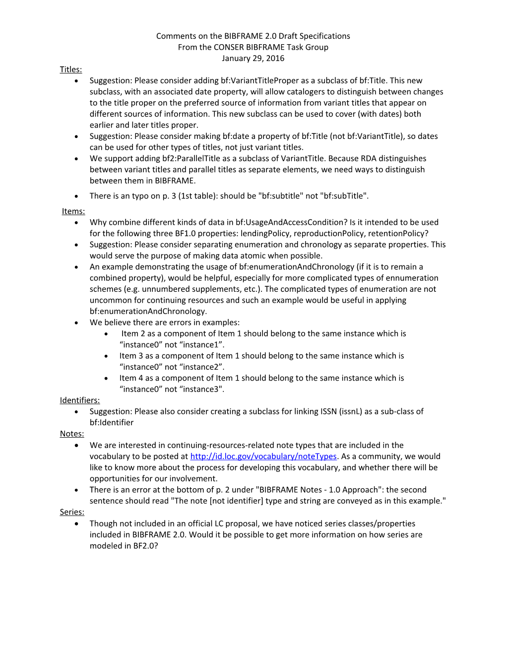 Comments on the BIBFRAME 2.0 Draft Specifications