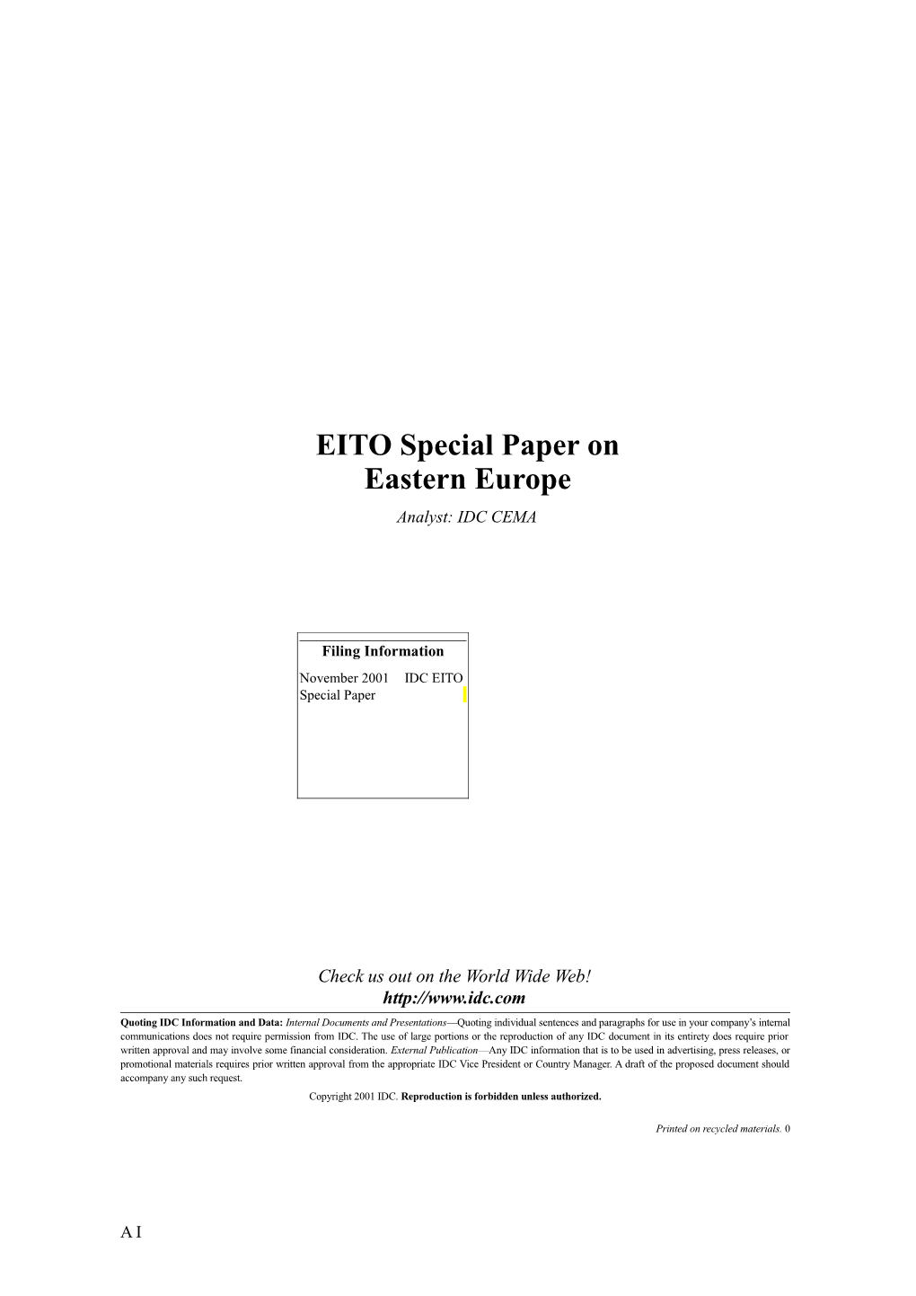 EITO Special Paper on Eastern Europe