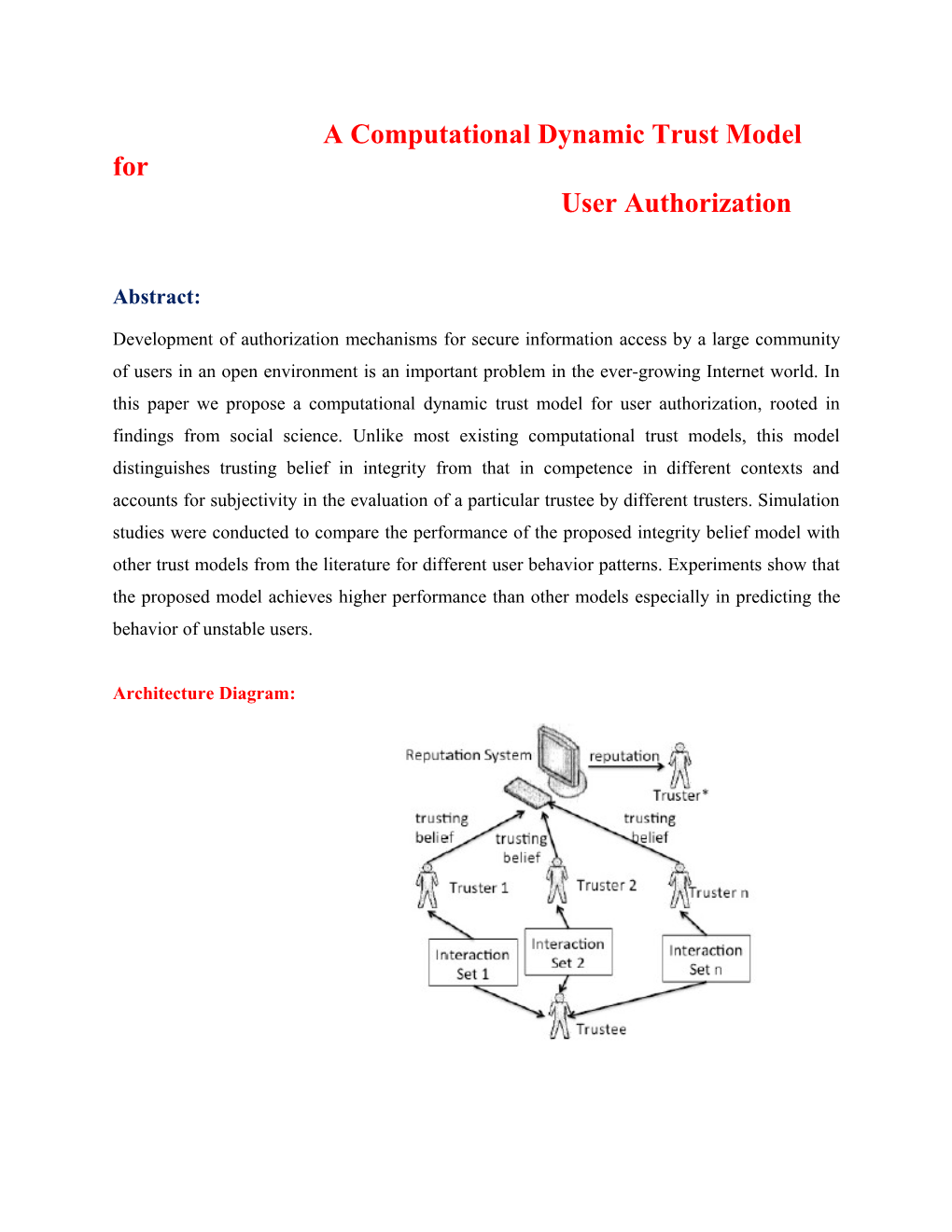 A Computational Dynamic Trust Model For