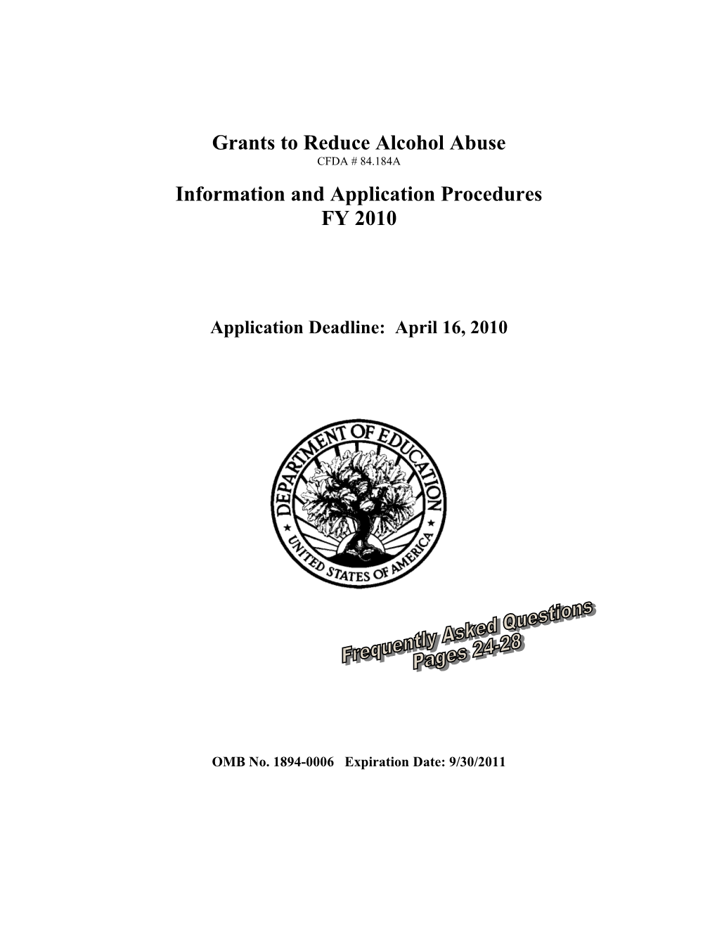 Grants to Reduce Alcohol Abuse Grant Application (MS Word)