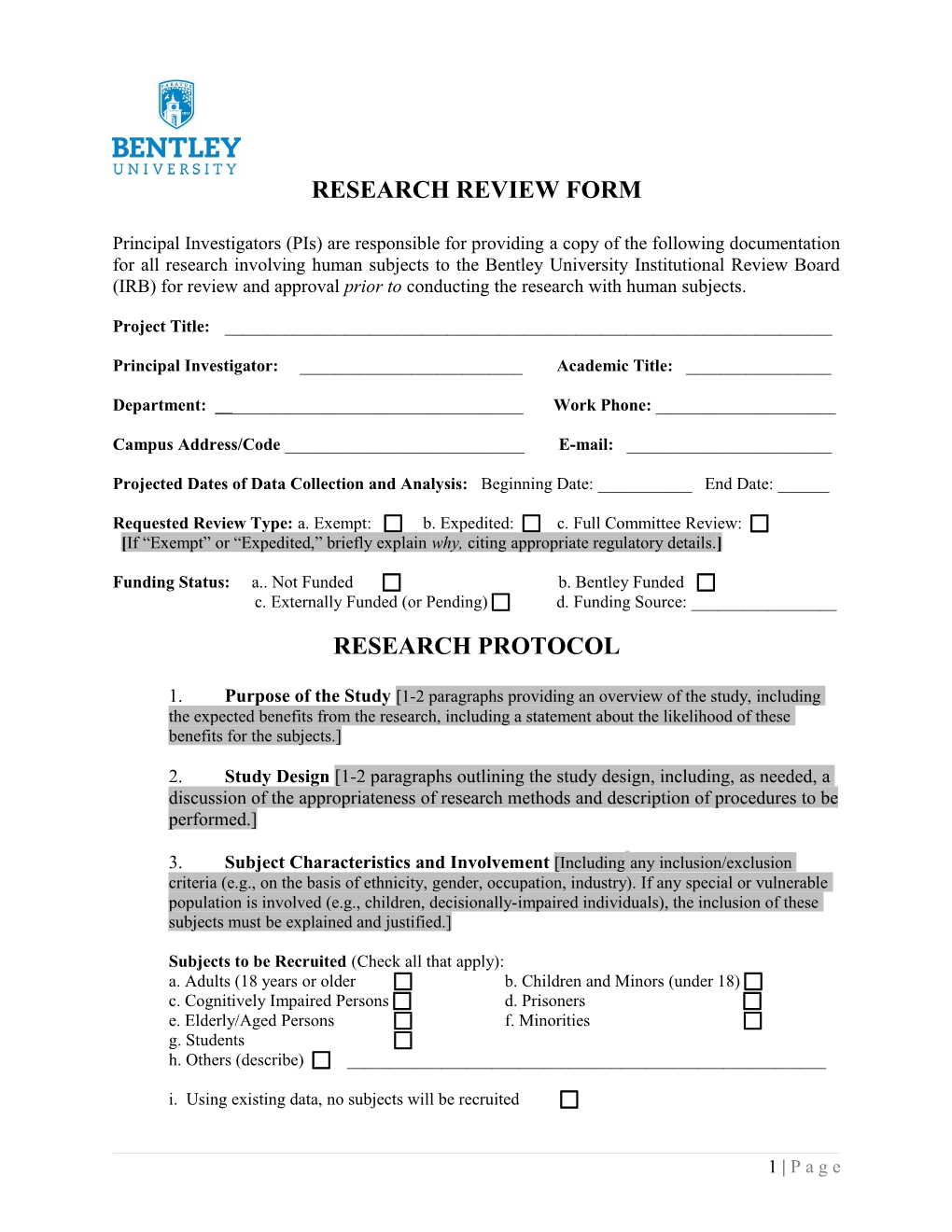 Research Review Form