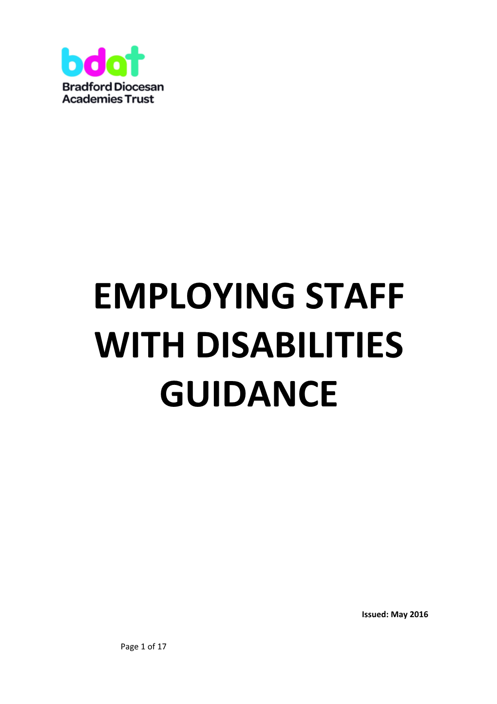 Employing Staff with Disabilities Guidance