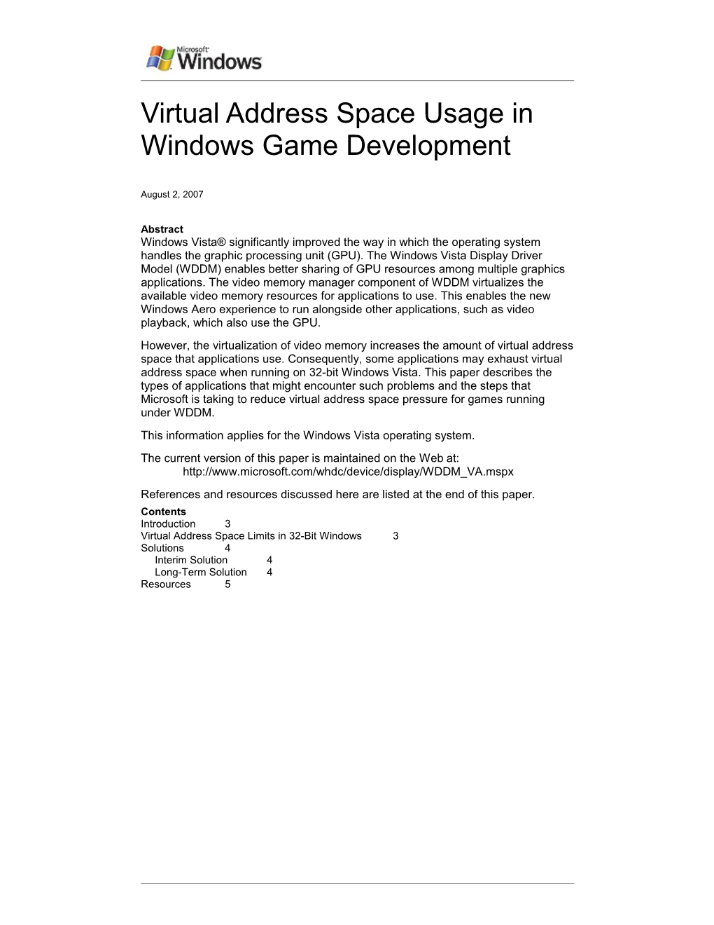 Virtual Address Space Usage in Windows Game Development