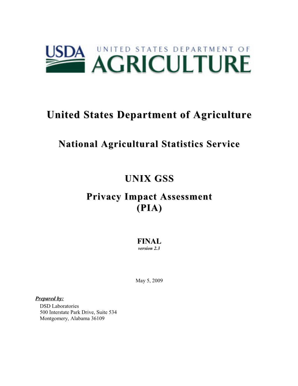 National Agricultural Statistics Service NASS UNIX GSS