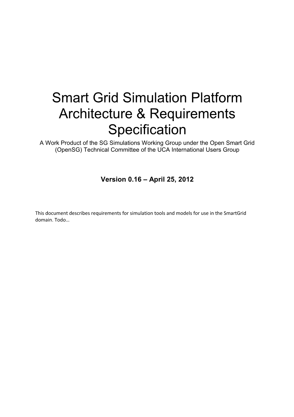 Smart Grid Simulation Platform Architecture & Requirements Specification s2