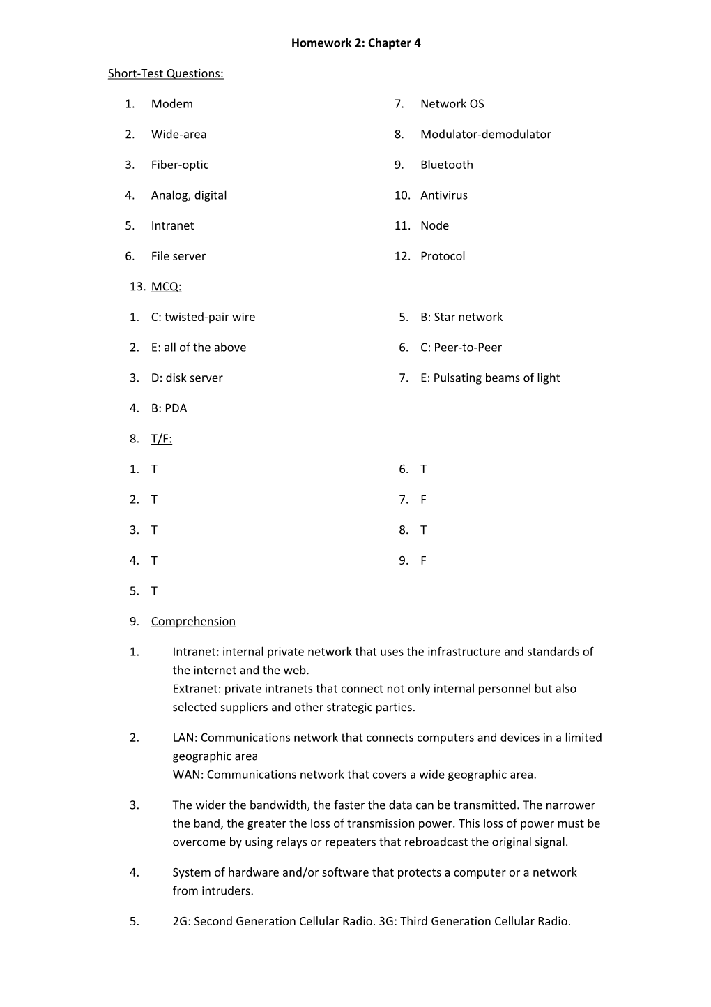 Homework 2: Chapter 4