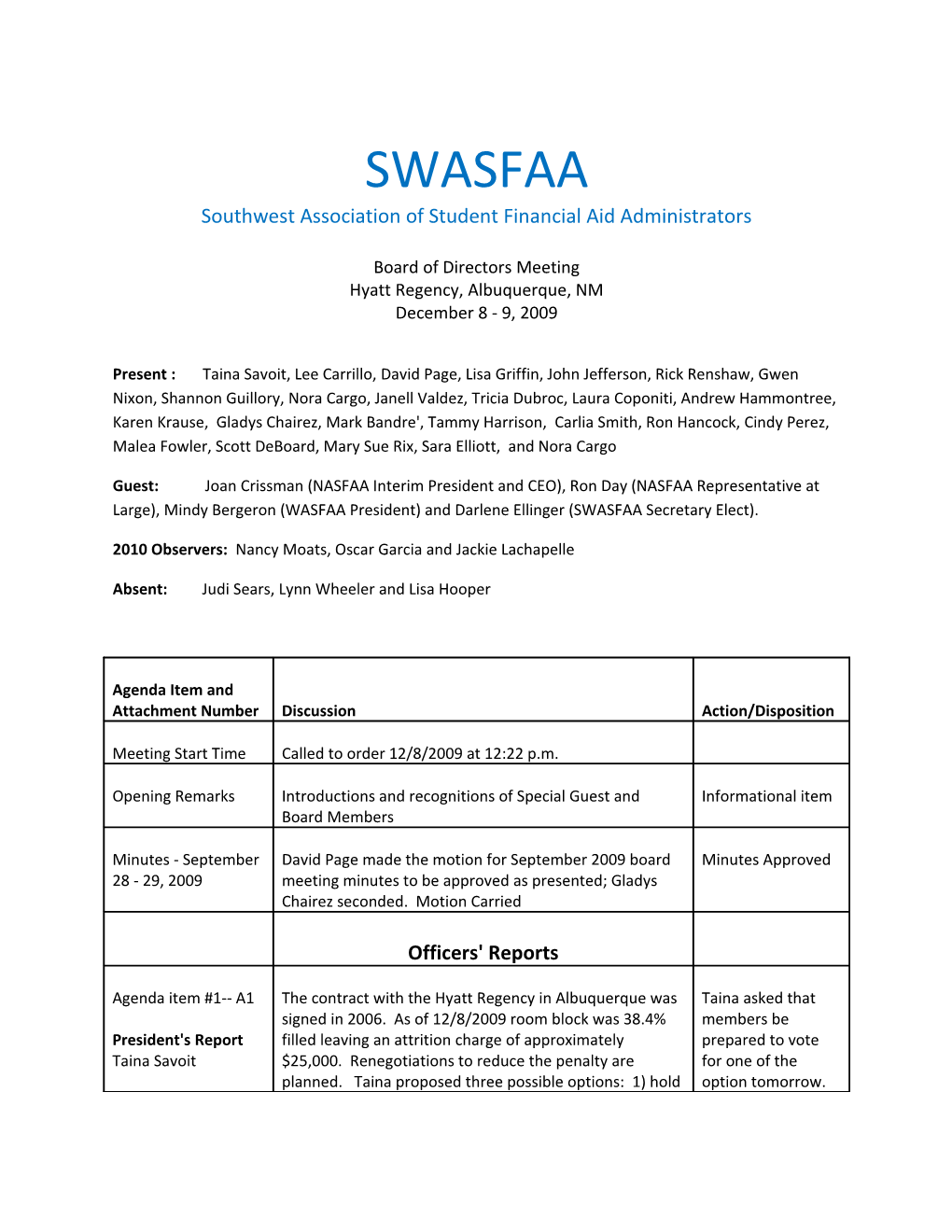 Southwest Association of Financial Aid Administrators